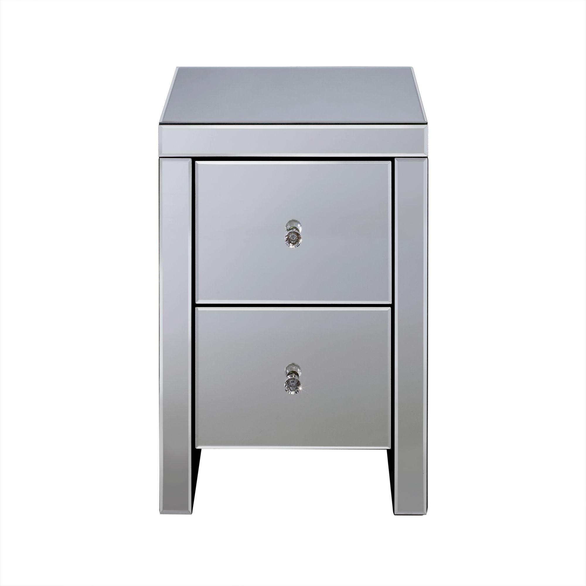 Seville Bedside Cabinet - 2 Drawer - Mirrored