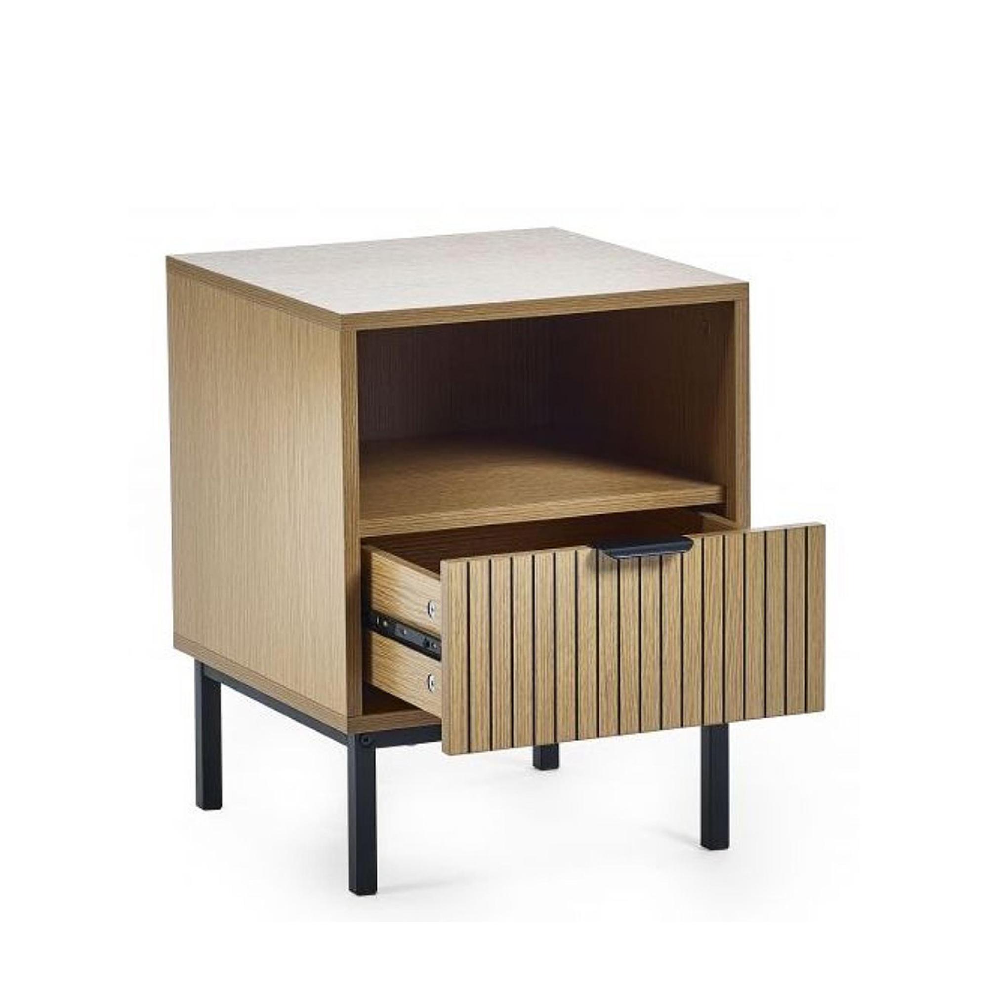 Sia Bedside Table - 1 Drawer - Ribbed - Oak