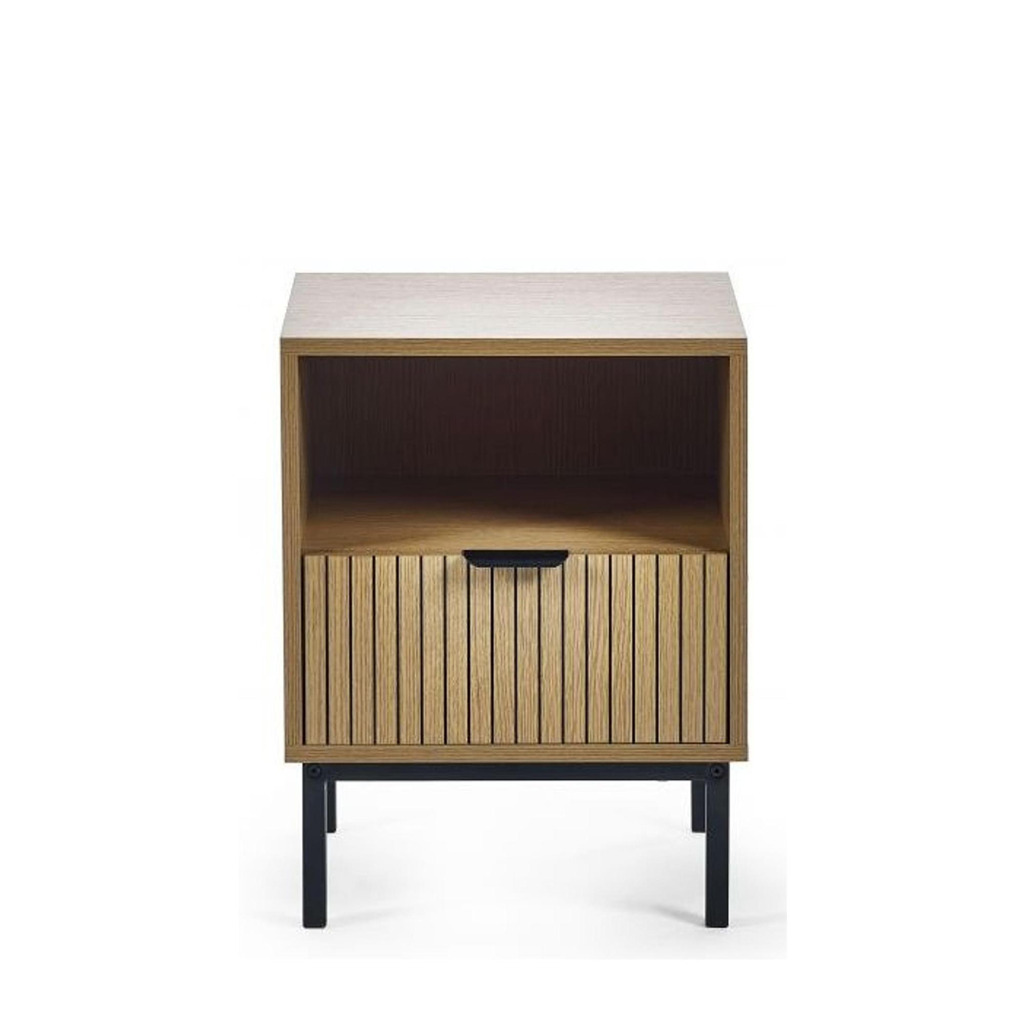 Sia Bedside Table - 1 Drawer - Ribbed - Oak