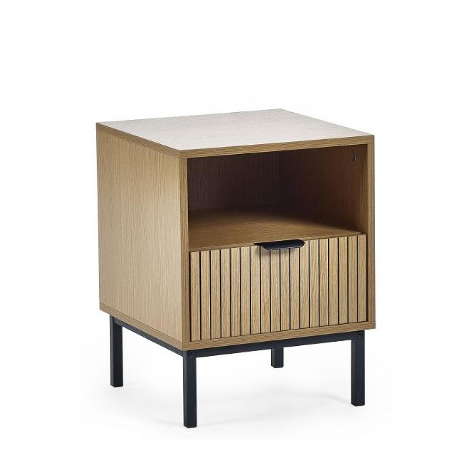 Sia Bedside Table - 1 Drawer - Ribbed - Oak