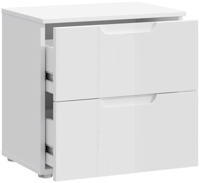 Sienna White Gloss 2 Drawer Bedside Cabinet