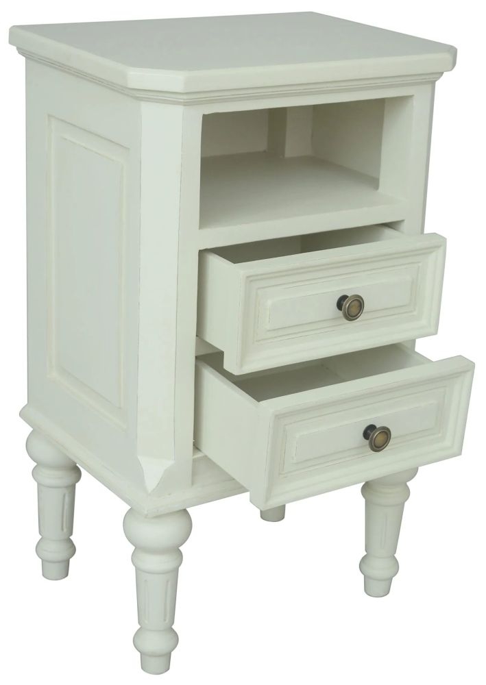 Solana French Lime White 2 Drawer Bedside Cabinet