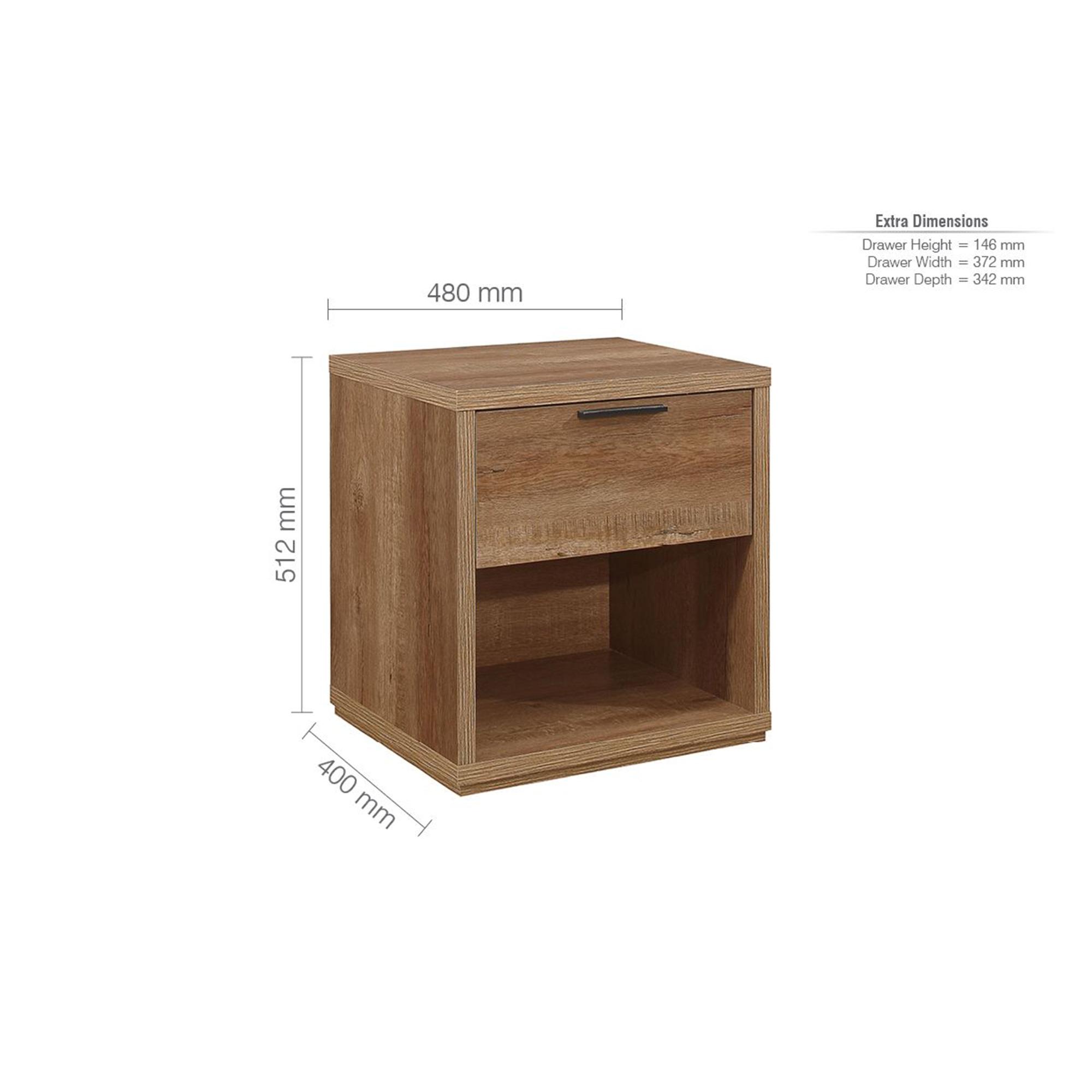 Stockwell Bedside Cabinet - 1 Drawer - Rustic Oak