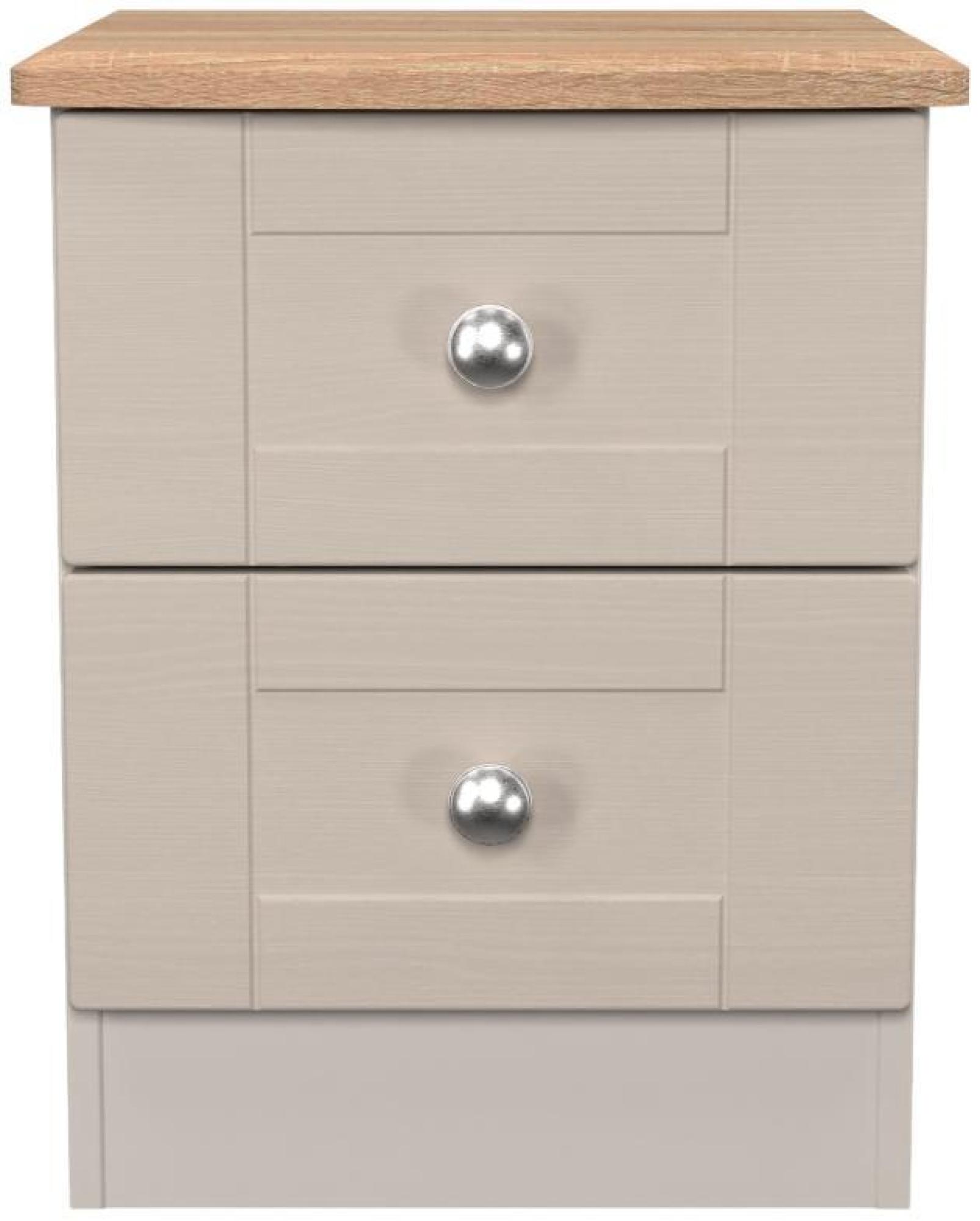 Sussex Cashmere and Oak Effect Oak 2 Drawer Bedside Cabinet
