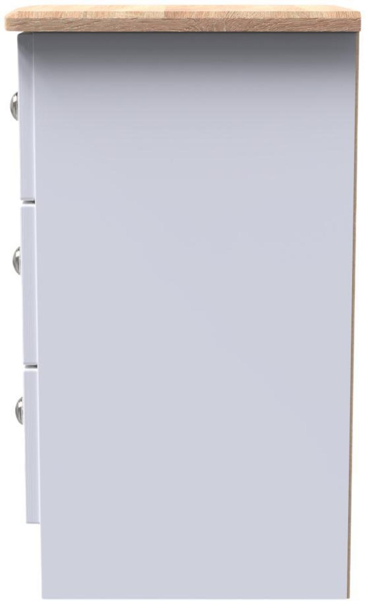 Sussex Bedside Cabinet - 3 Drawer - White and Oak