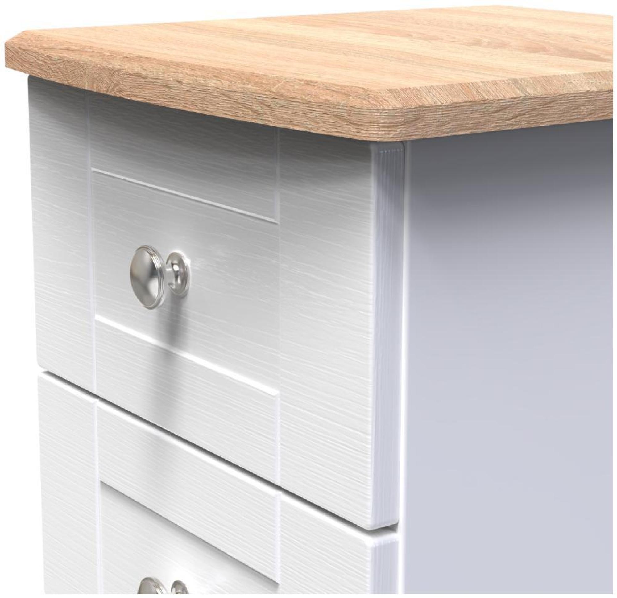 Sussex Bedside Cabinet - 3 Drawer - White and Oak