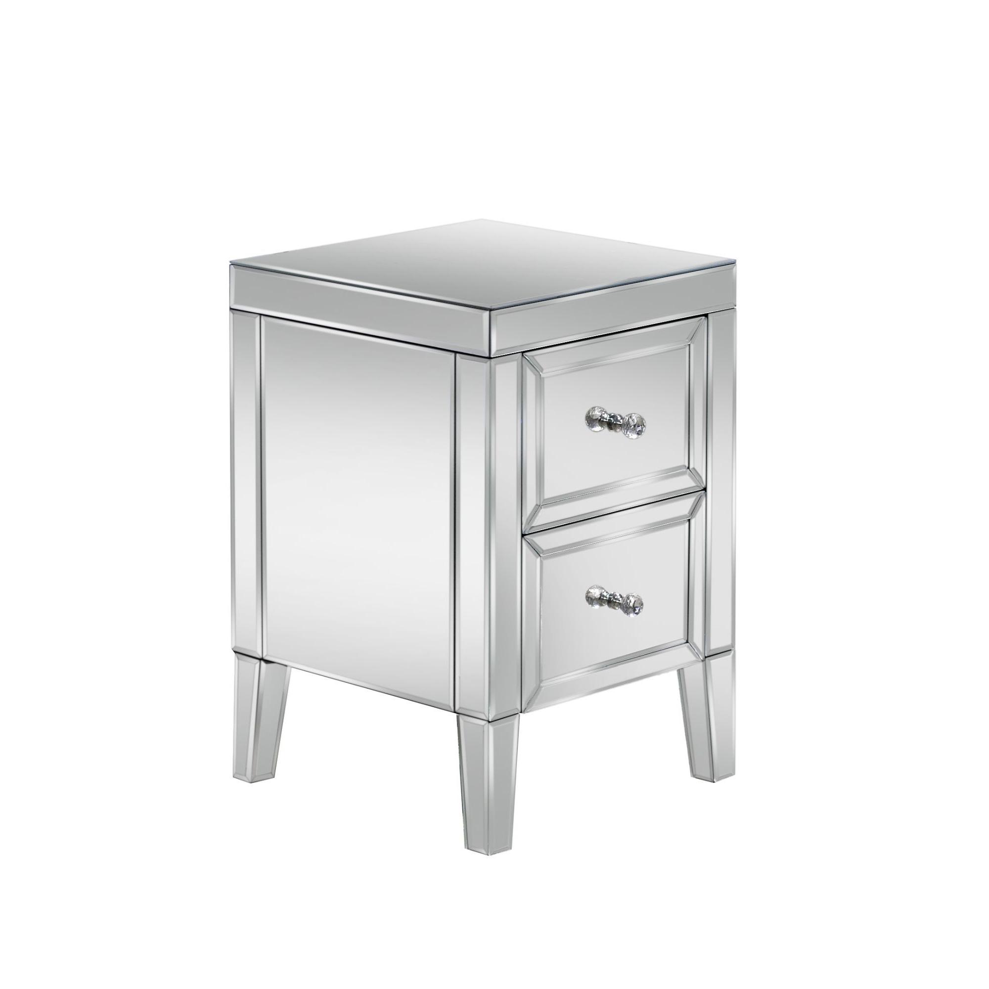 Valencia Bedside Cabinet - 2 Drawer - Mirrored