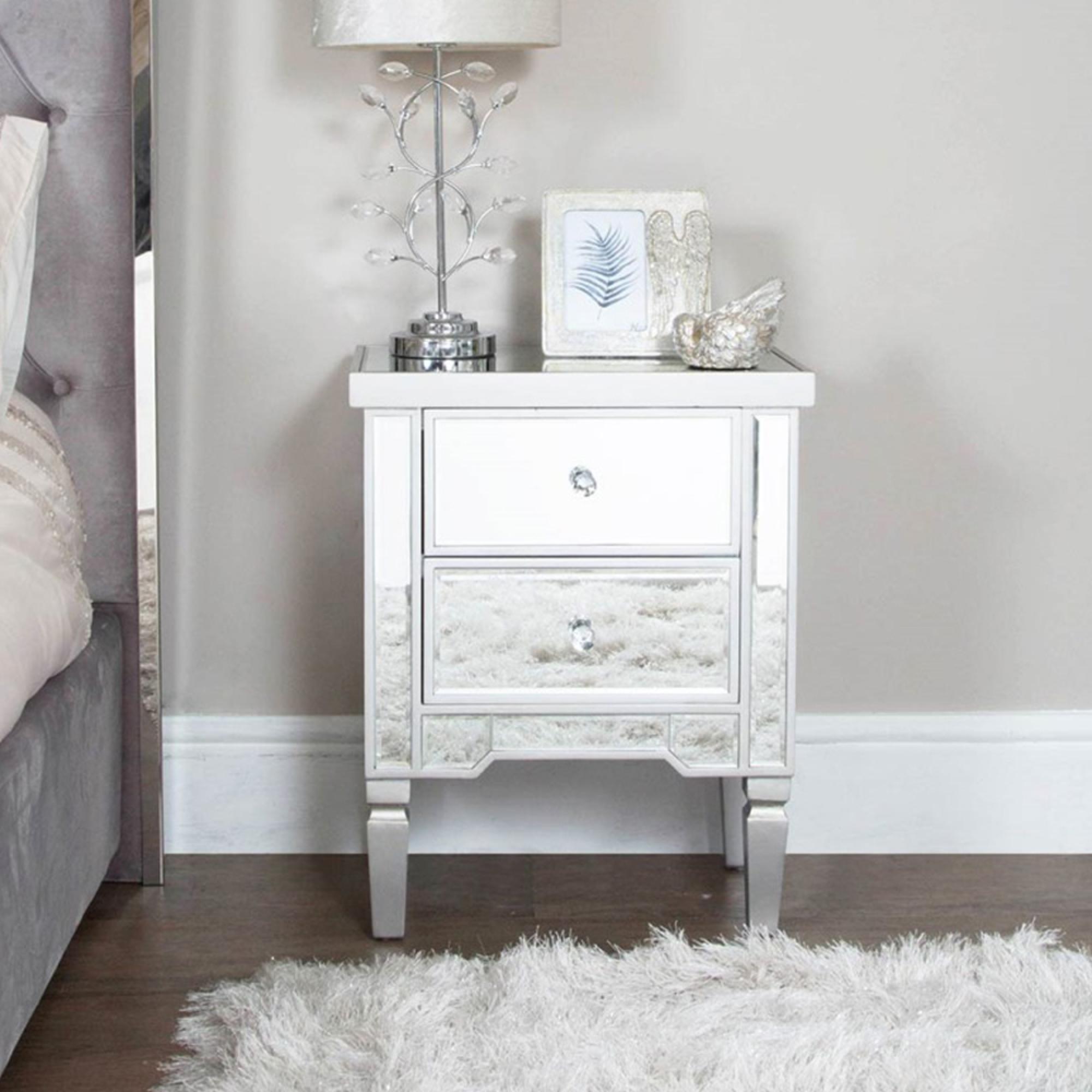 Vista Bedside Cabinet - 2 Drawer - Mirrored