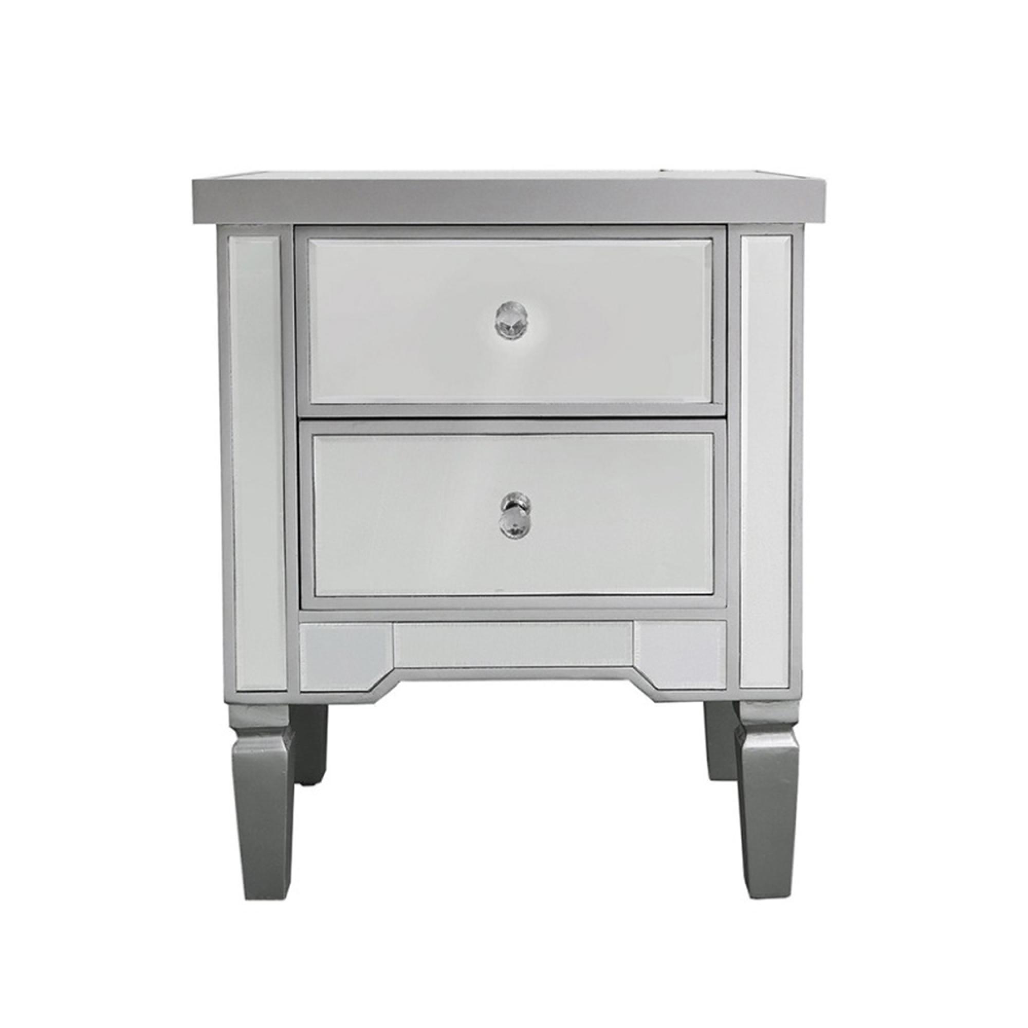 Vista Bedside Cabinet - 2 Drawer - Mirrored