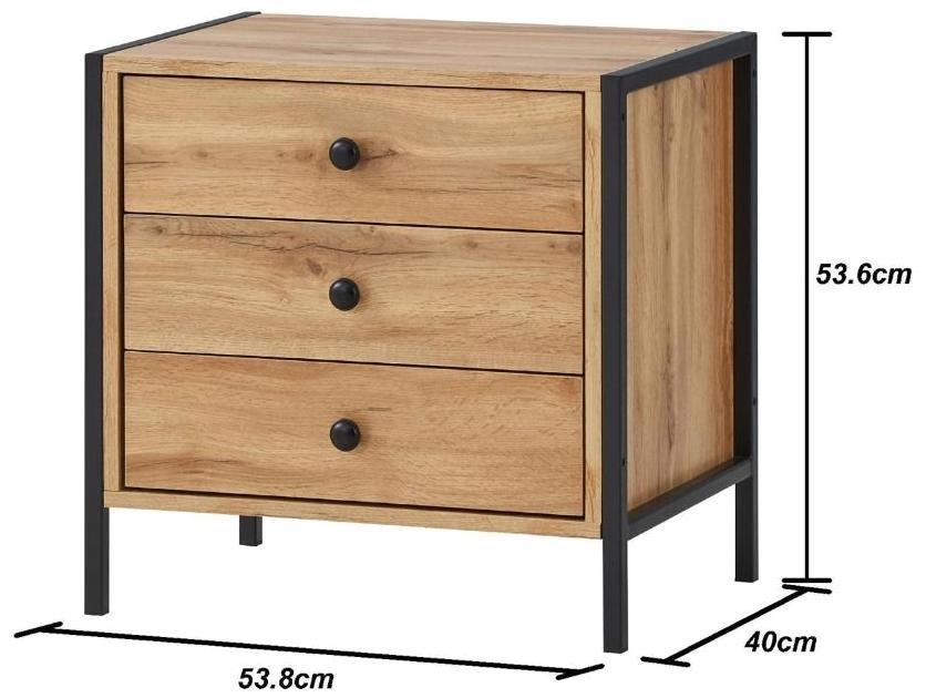 Warren 3 Drawer Bedside Cabinet - Variant Available