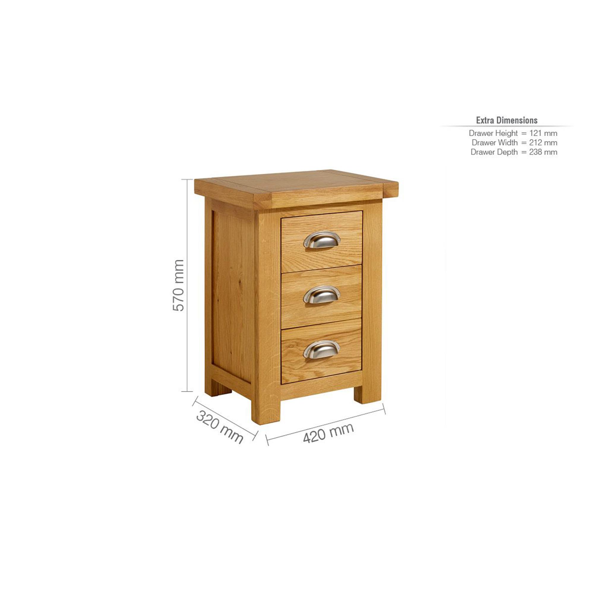 Woburn Bedside Cabinet - 3 Drawer - Rustic Oak
