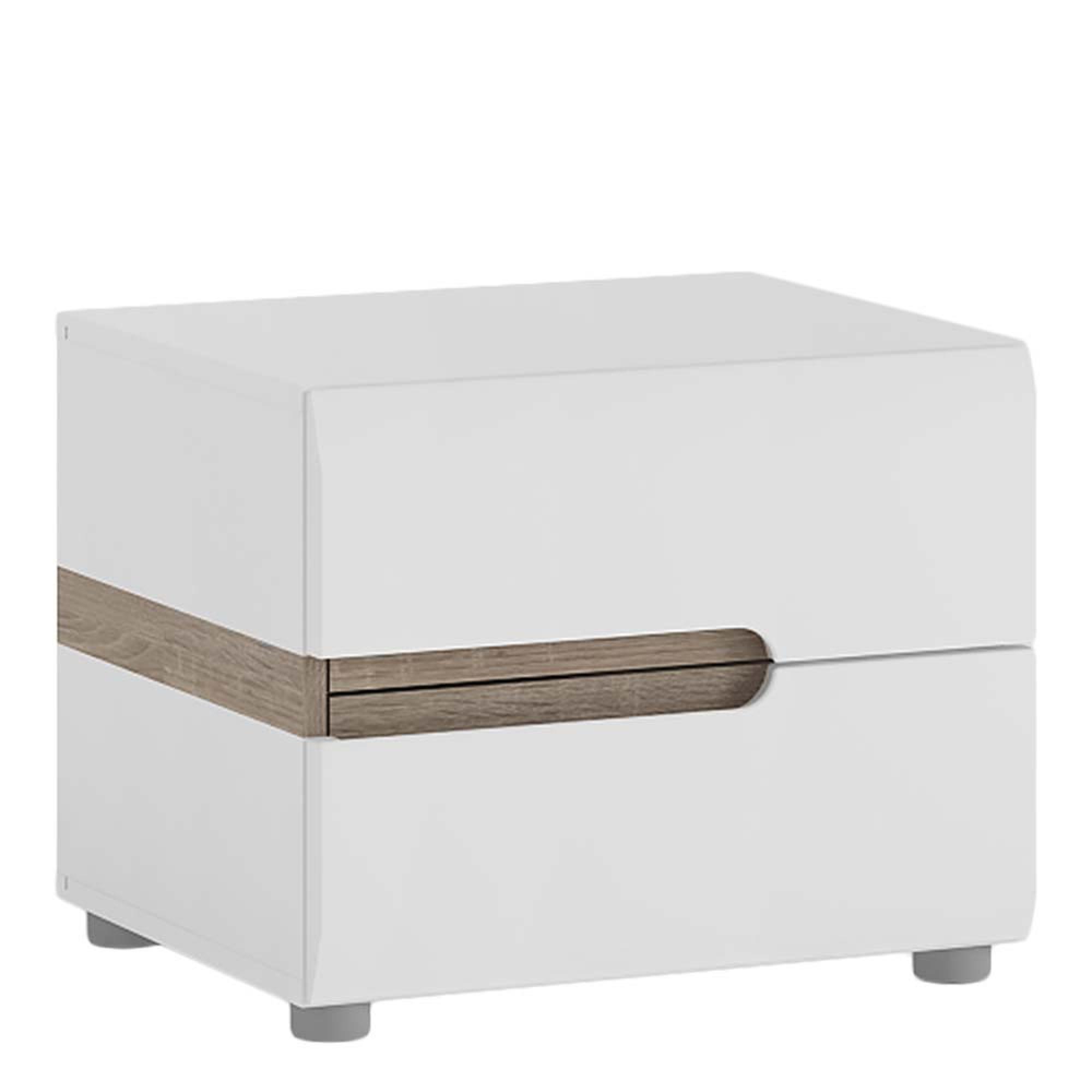 Chelsea Bedside Cabinet - 2 Drawer - White Gloss