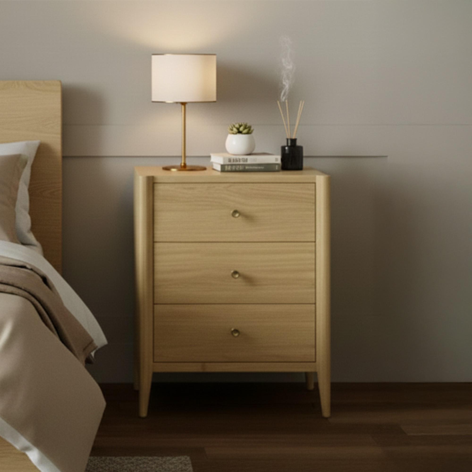 Paris Bedside Cabinet - 3 Drawer - Oak