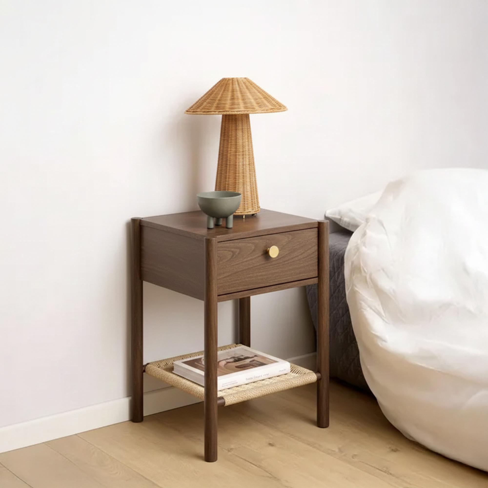 Monfort Bedside Table - 1 Drawer - Smoked Oak