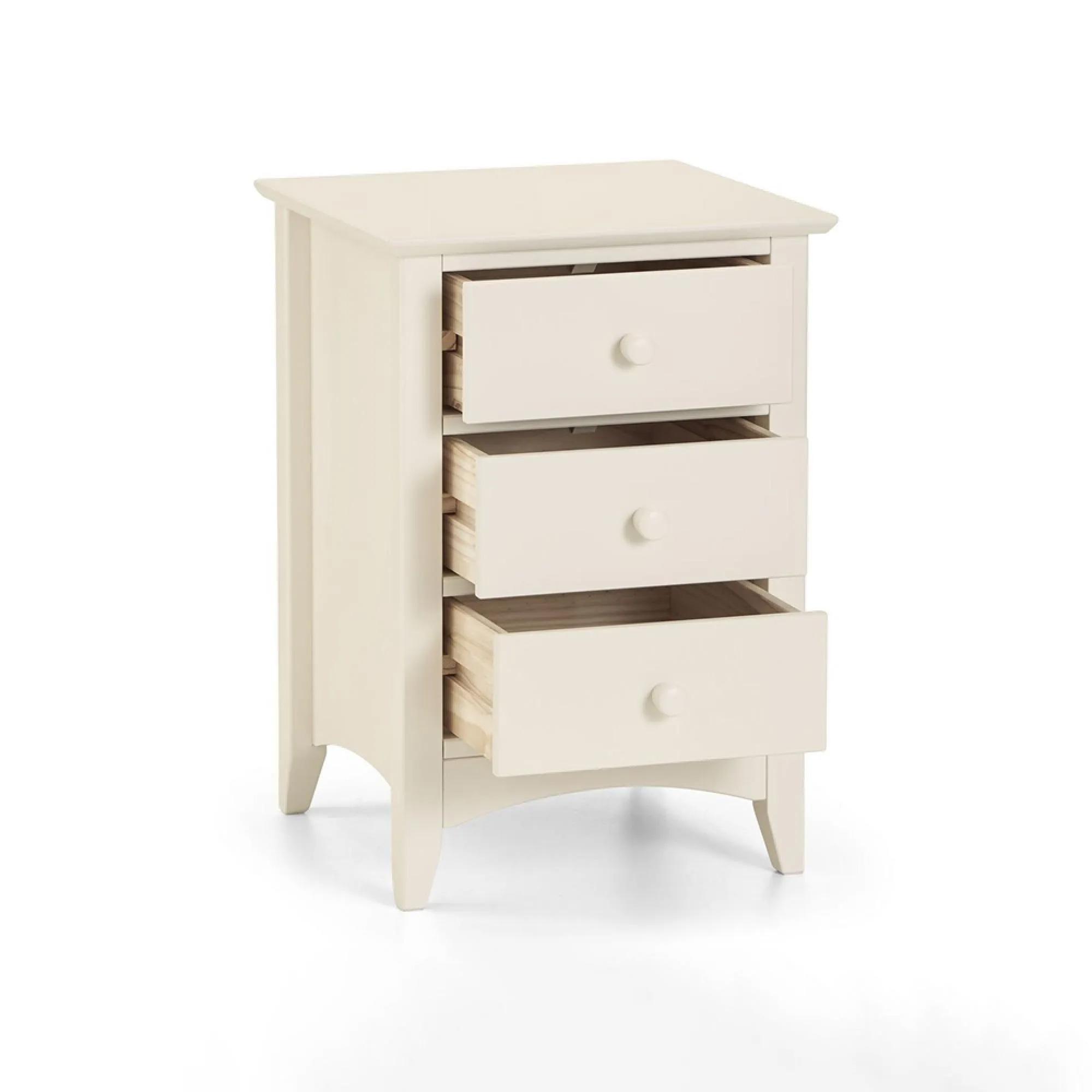 Cameo Bedside Cabinet - 3 Drawer - White