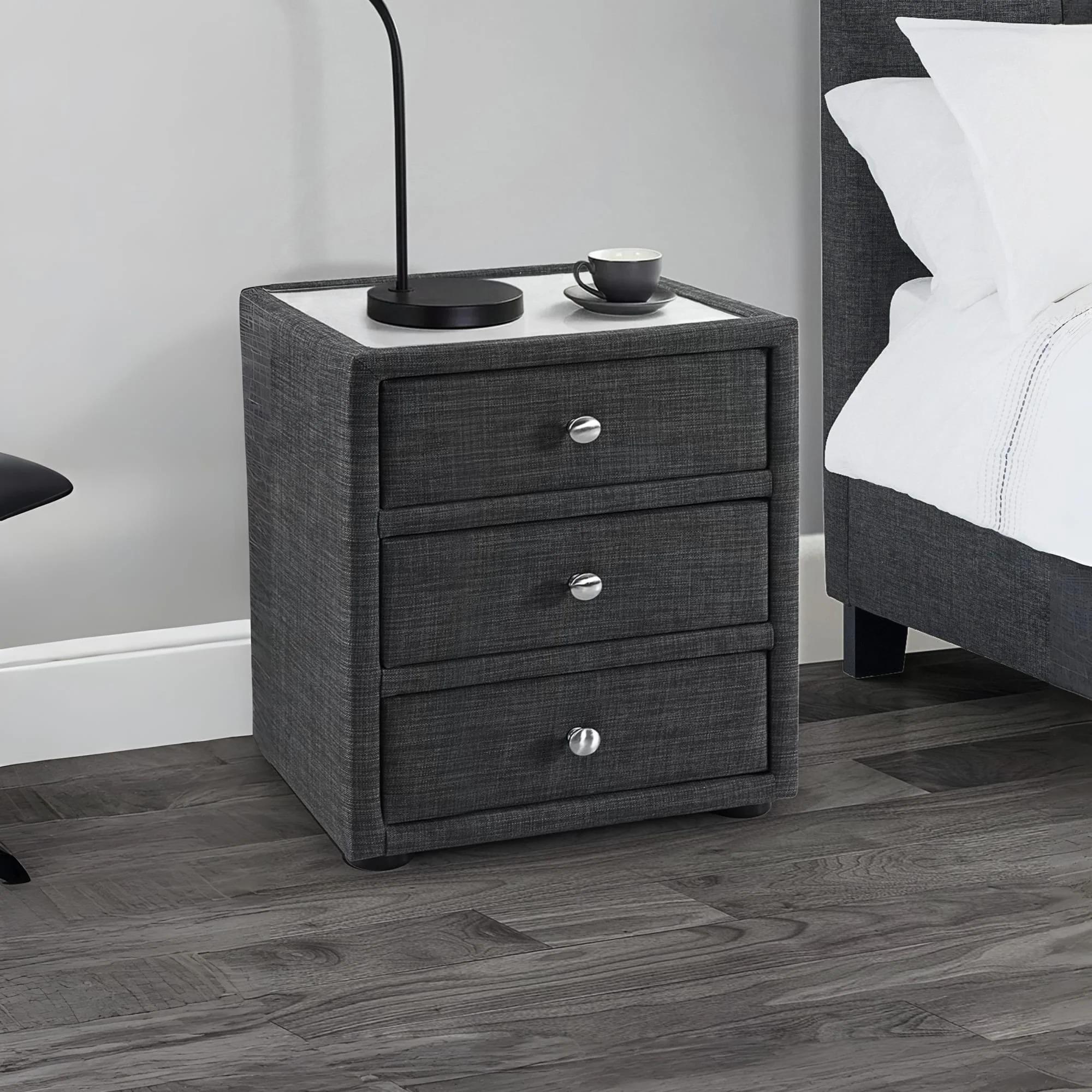 Sorrento Grey Bedside Cabinet - 3 Drawer