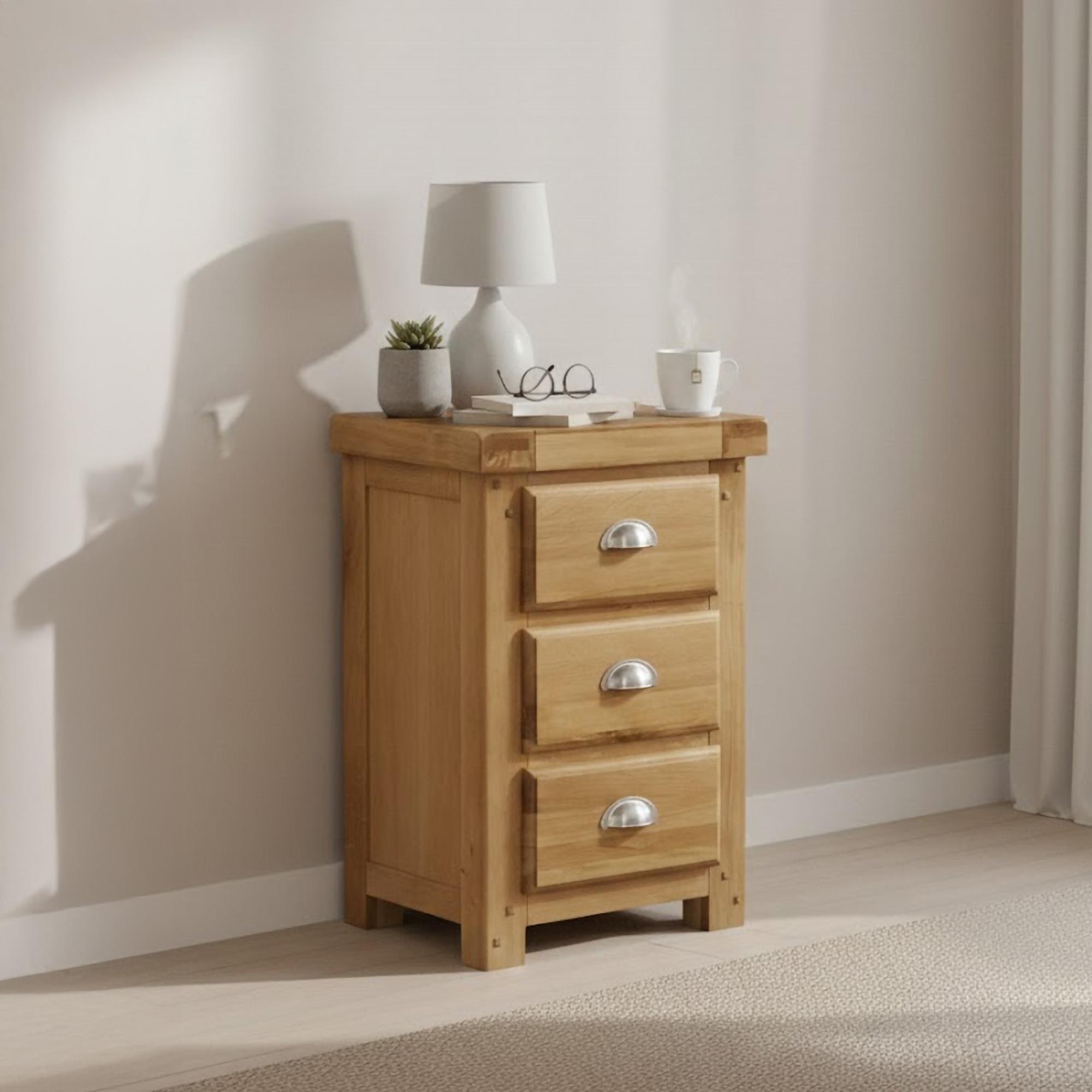 Newbridge Bedside Cabinet - 3 Drawer - Oak
