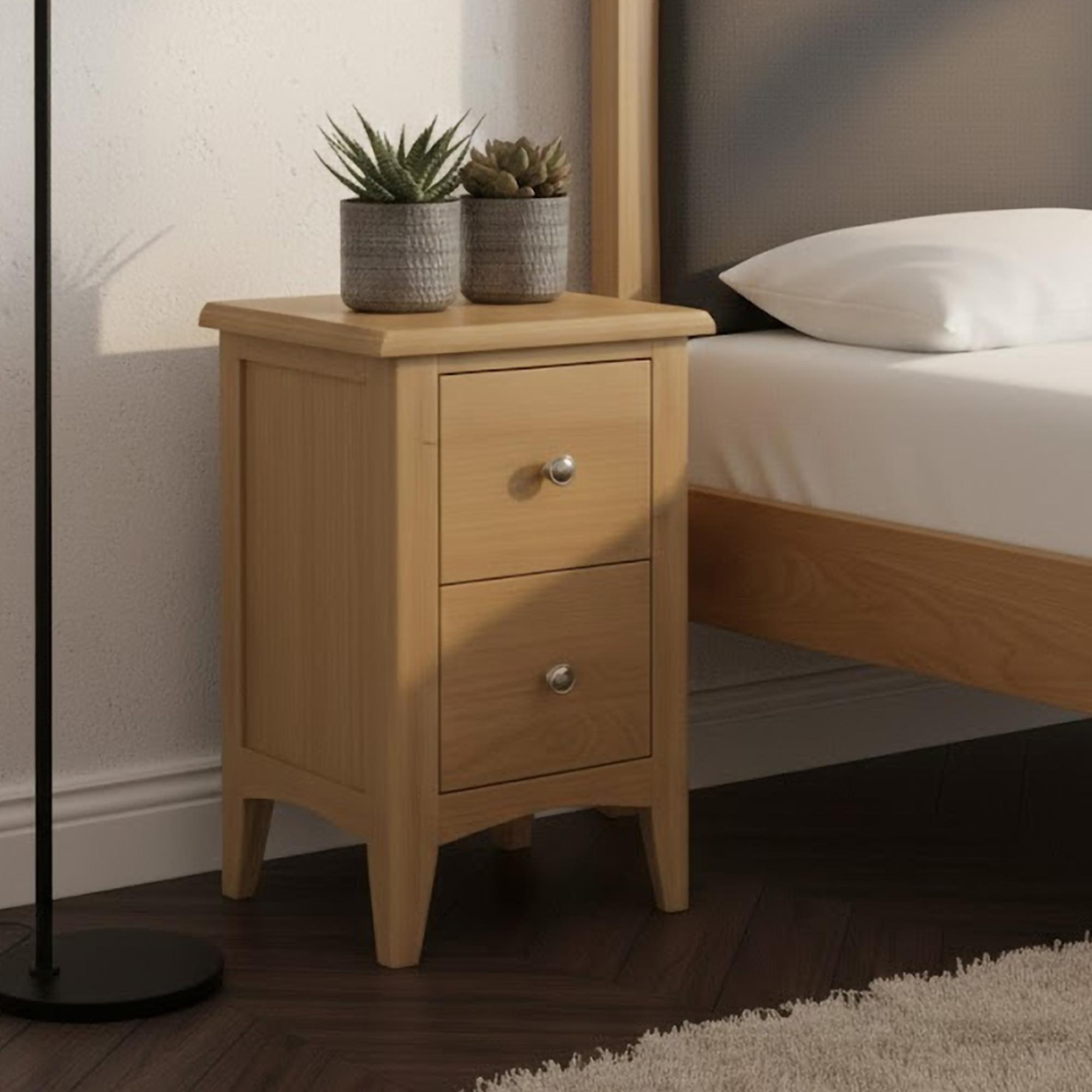 Kilkenny Narrow Bedside Cabinet - 2 Drawer - Oak
