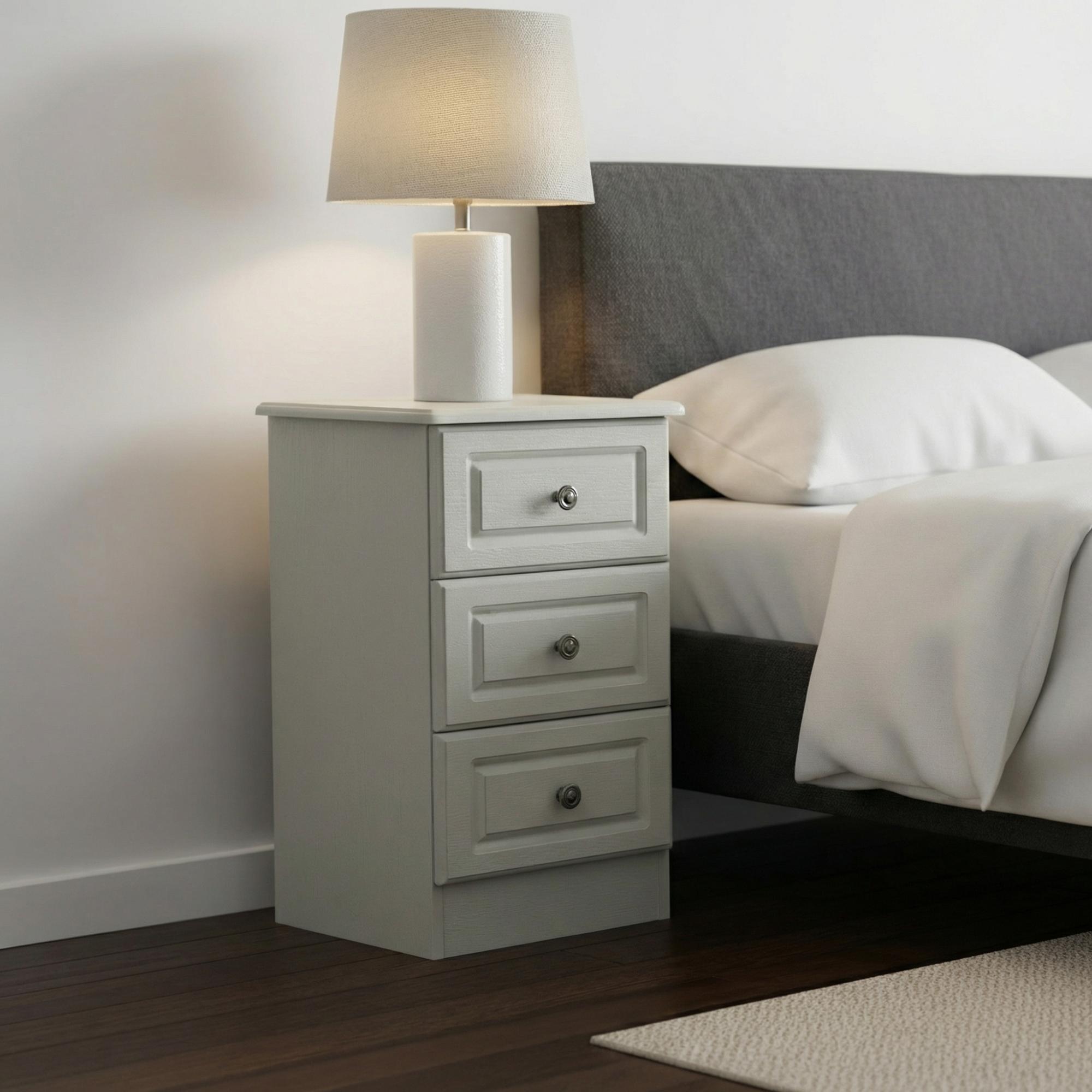 Pembroke Cashmere 3 Drawer Bedside Cabinet