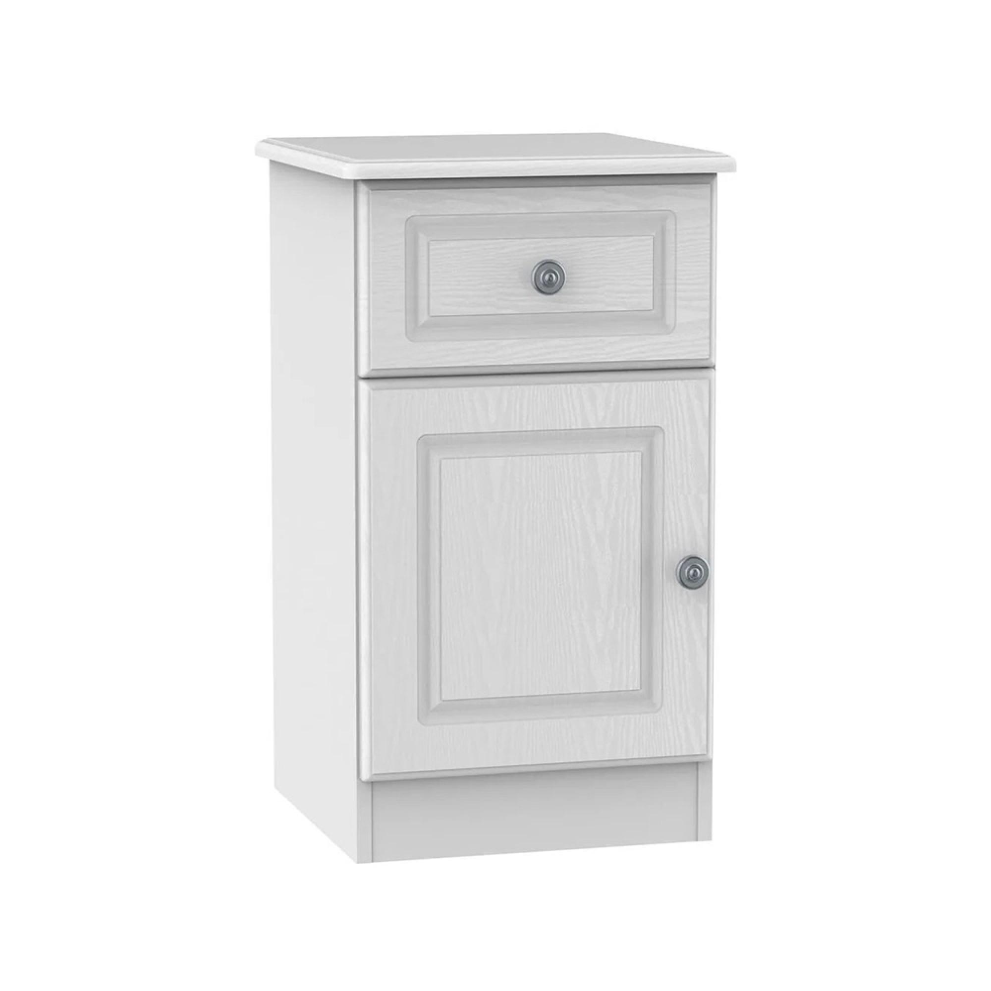 Pembroke Bedside Cabinet - 1 Door - 1 Drawer - RHF - White