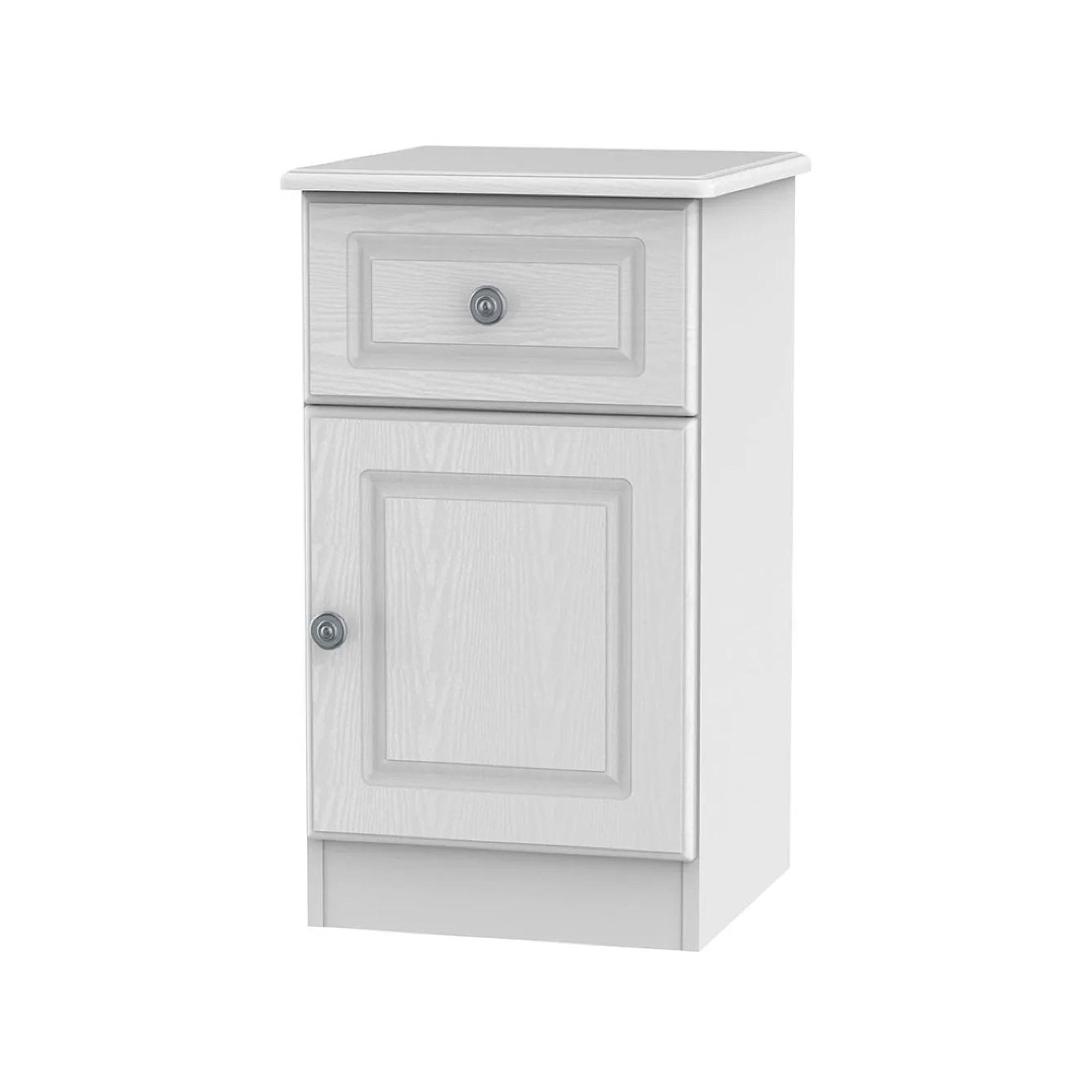 Pembroke Bedside Cabinet - 1 Door - 1 Drawer - RHF - White