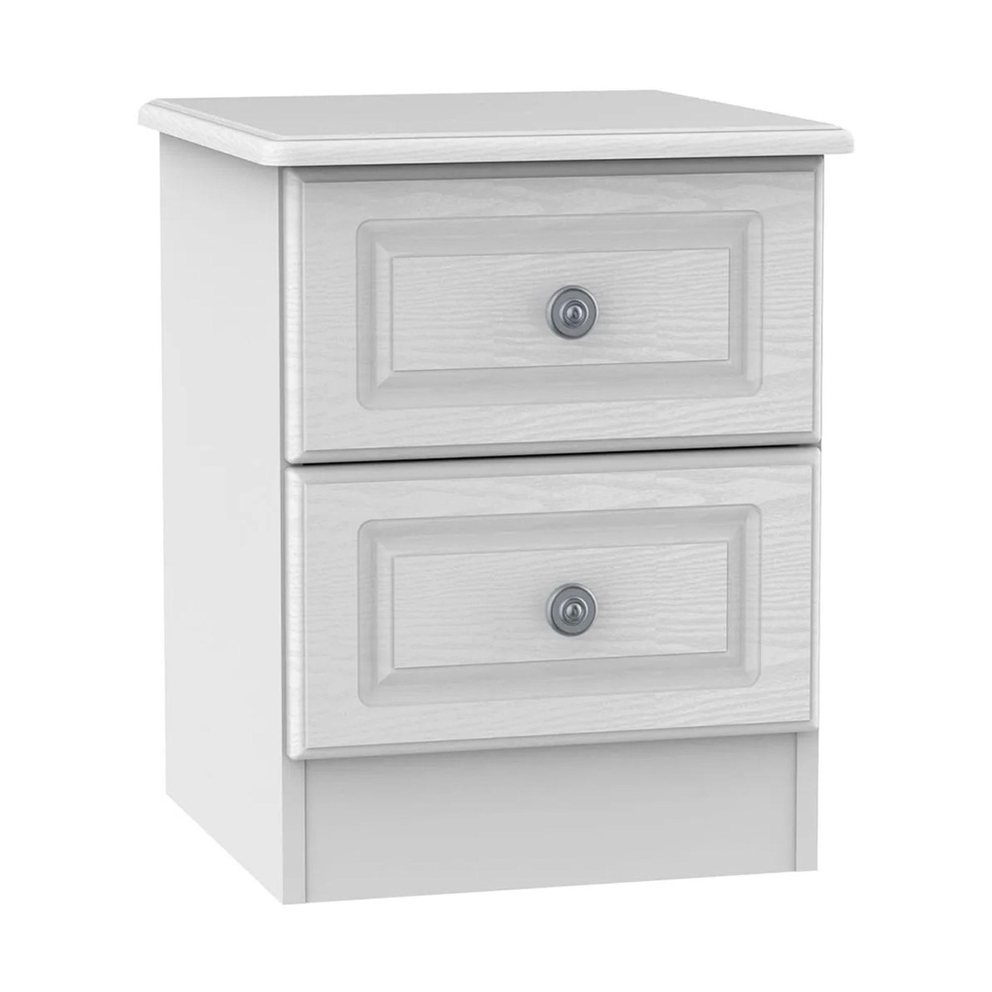 Pembroke Bedside Cabinet - 2 Drawer - White