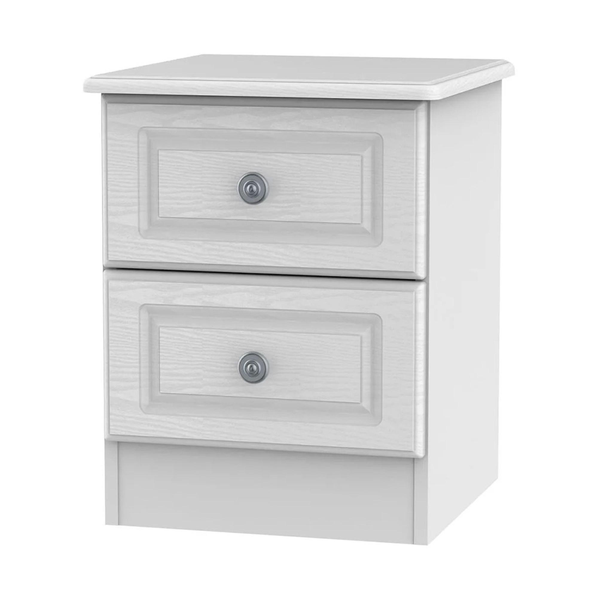 Pembroke Bedside Cabinet - 2 Drawer - White