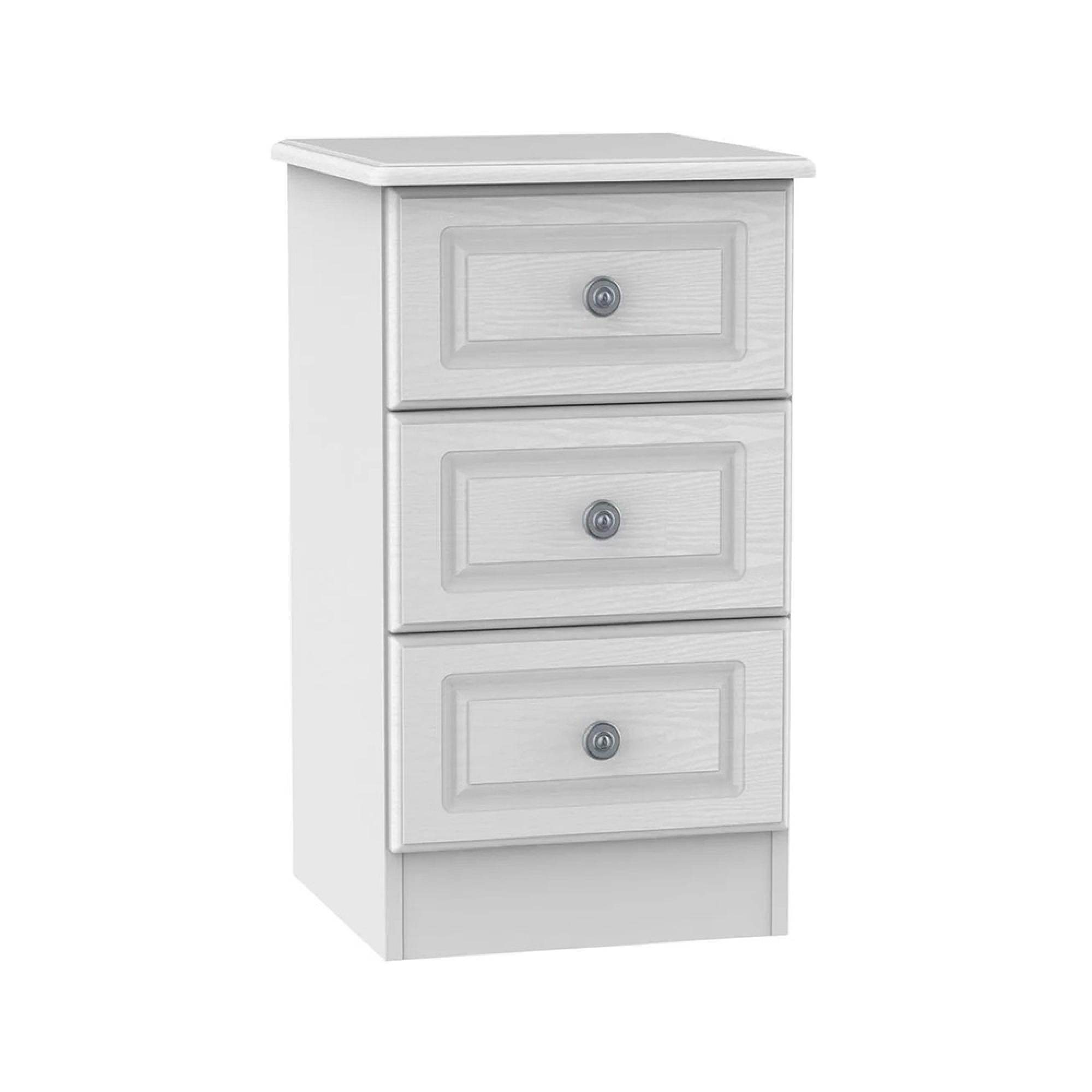 Pembroke Bedside Cabinet - 3 Drawer - White