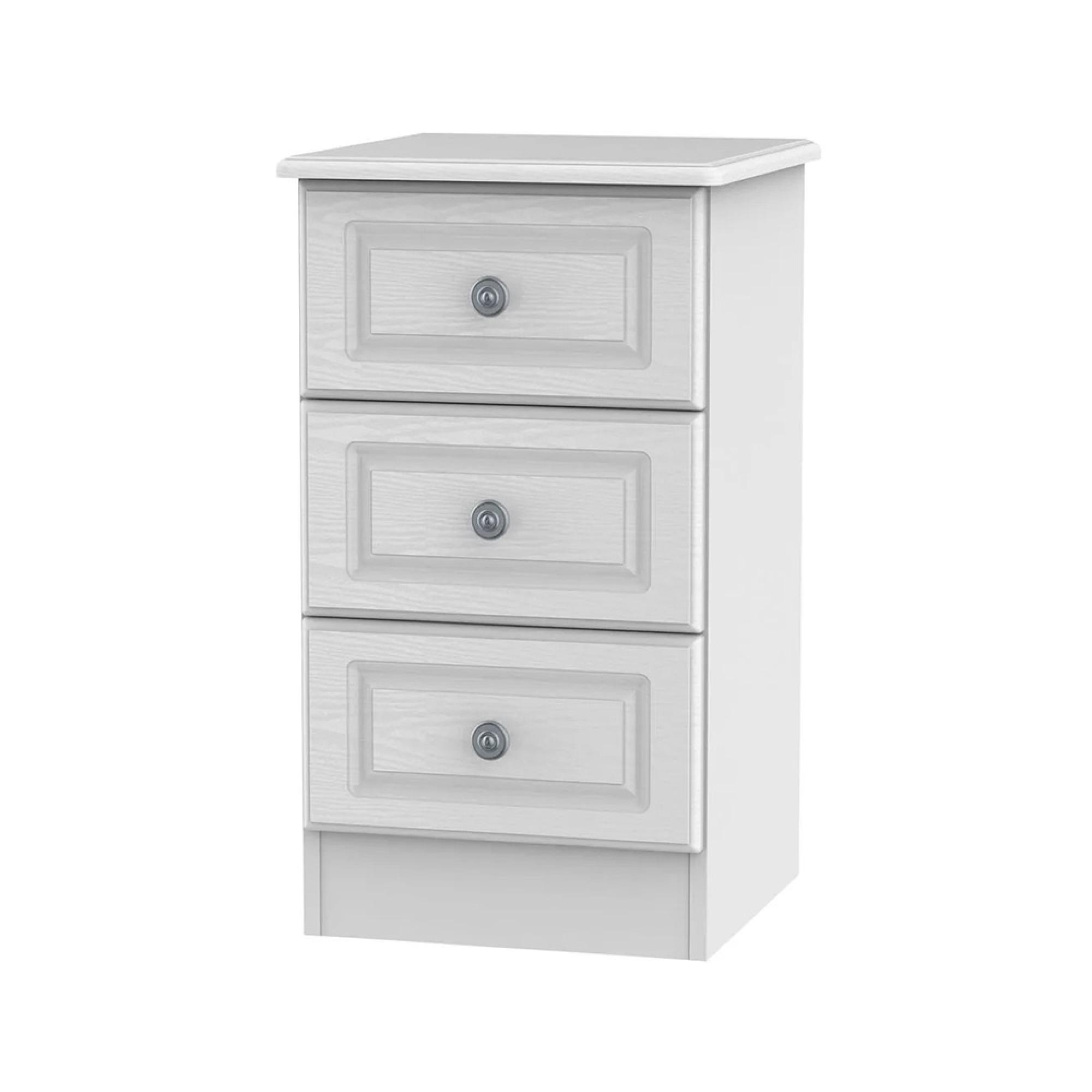 Pembroke Bedside Cabinet - 3 Drawer - White