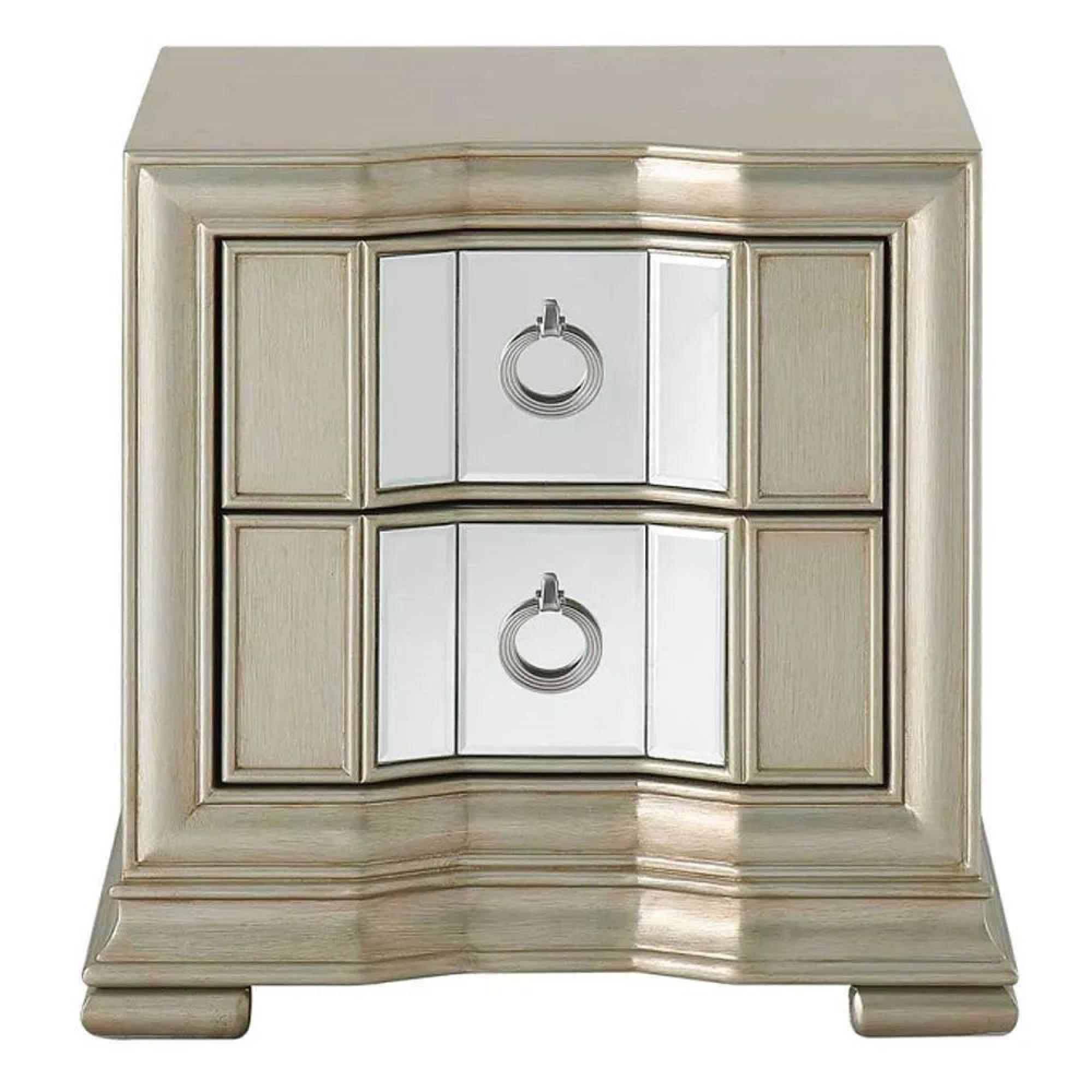 Clearance - Lucca Bedside Cabinet - 2 Drawer - Mirrored - Champagne - A435