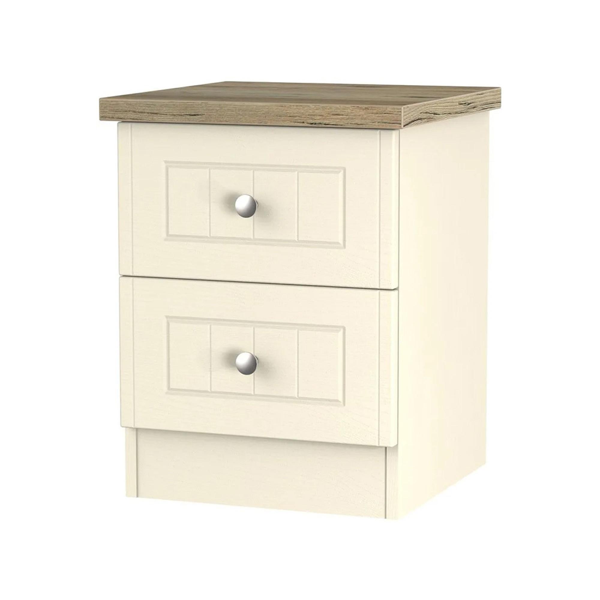 Vienna Bedside Cabinet - 2 Drawer - Cream