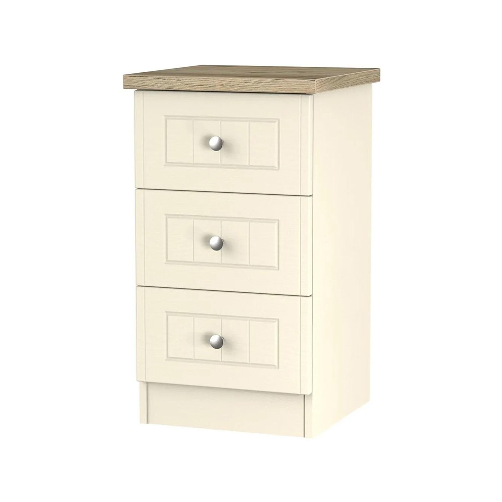 Vienna Bedside Cabinet - 3 Drawer - Cream