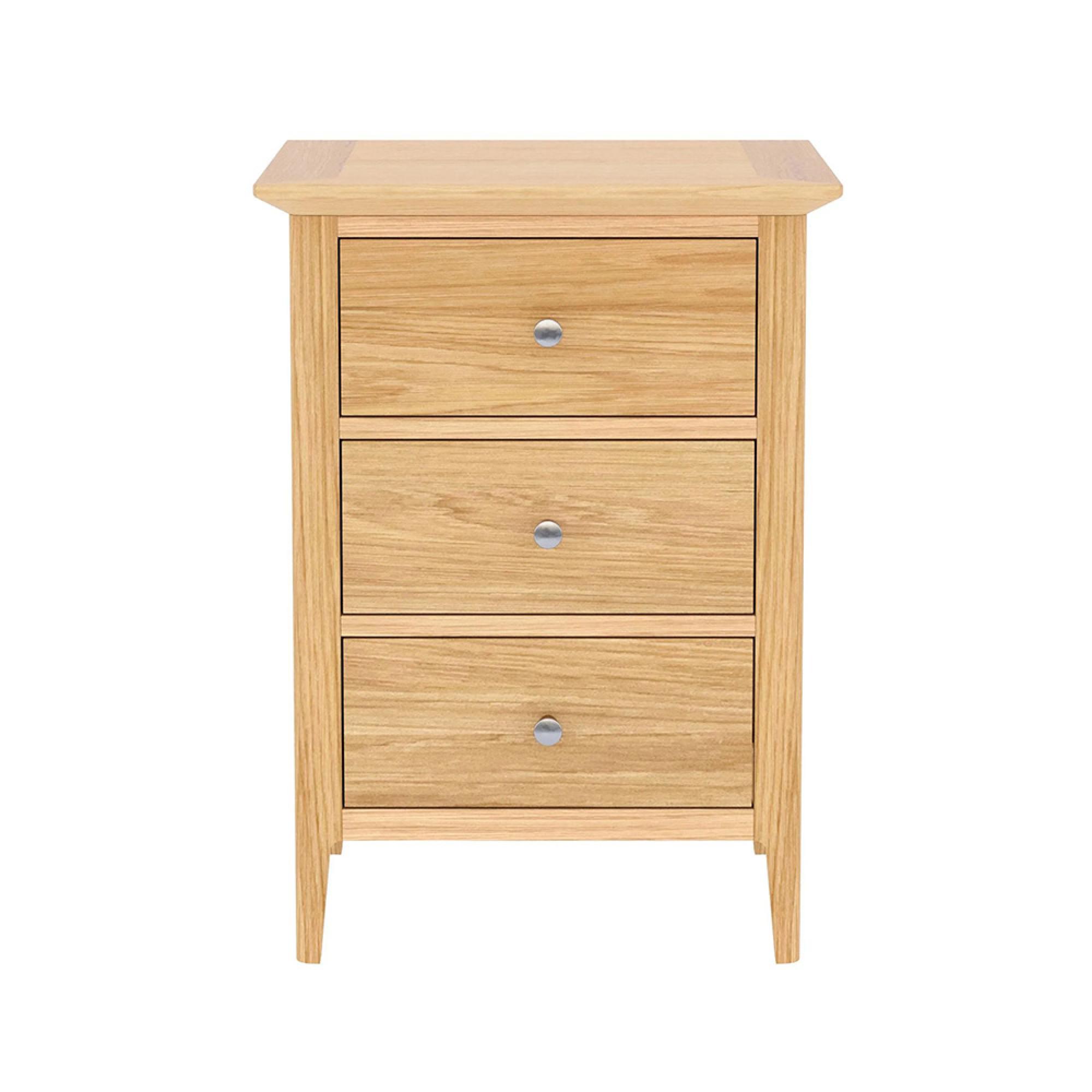 Selene Oak 3 Drawer Bedside Cabinet