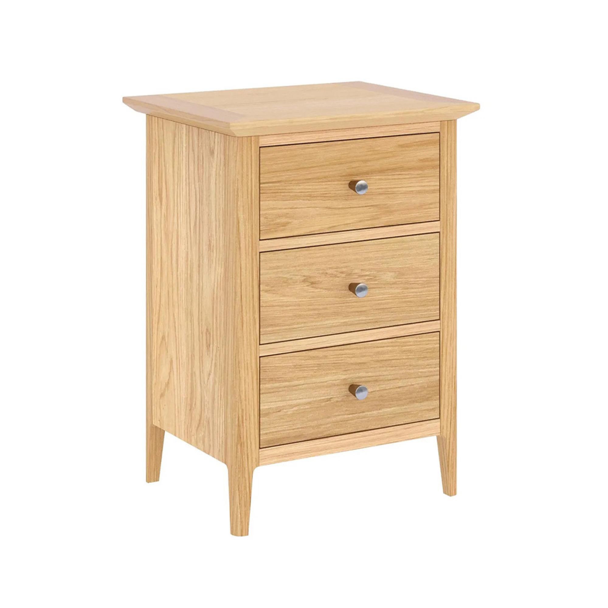 Selene Oak 3 Drawer Bedside Cabinet