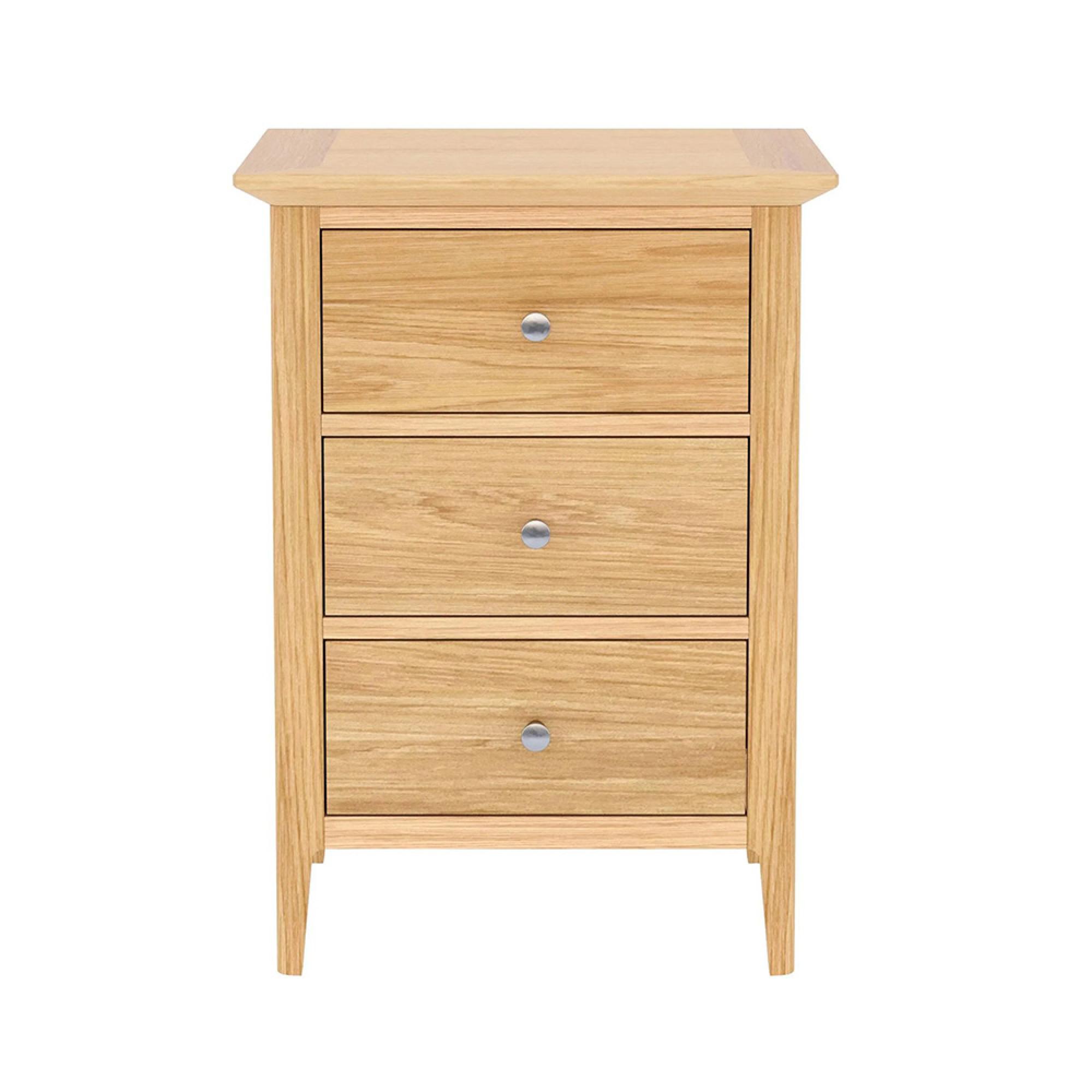 Selene Oak 3 Drawer Narrow Bedside Cabinet