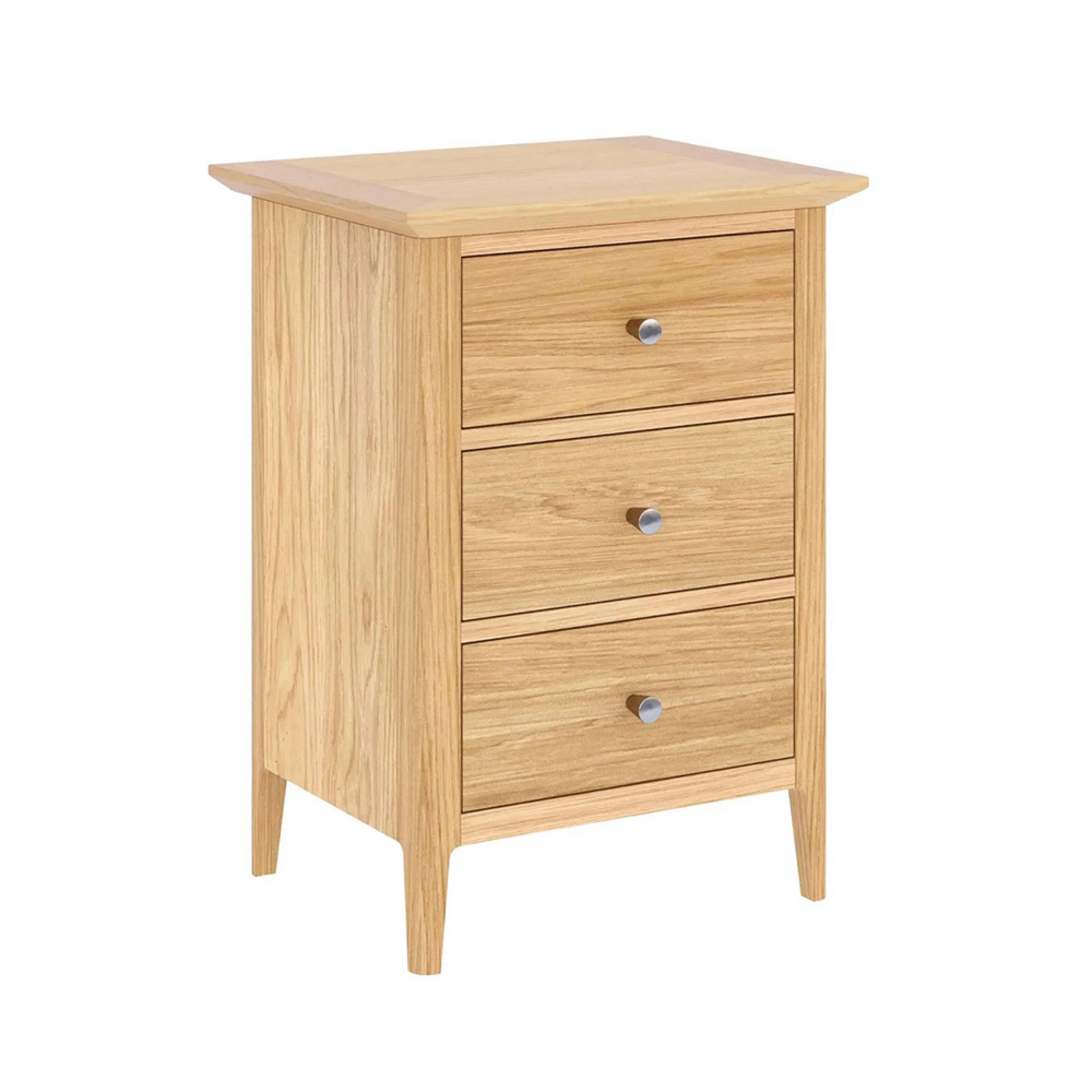 Selene Oak 3 Drawer Narrow Bedside Cabinet