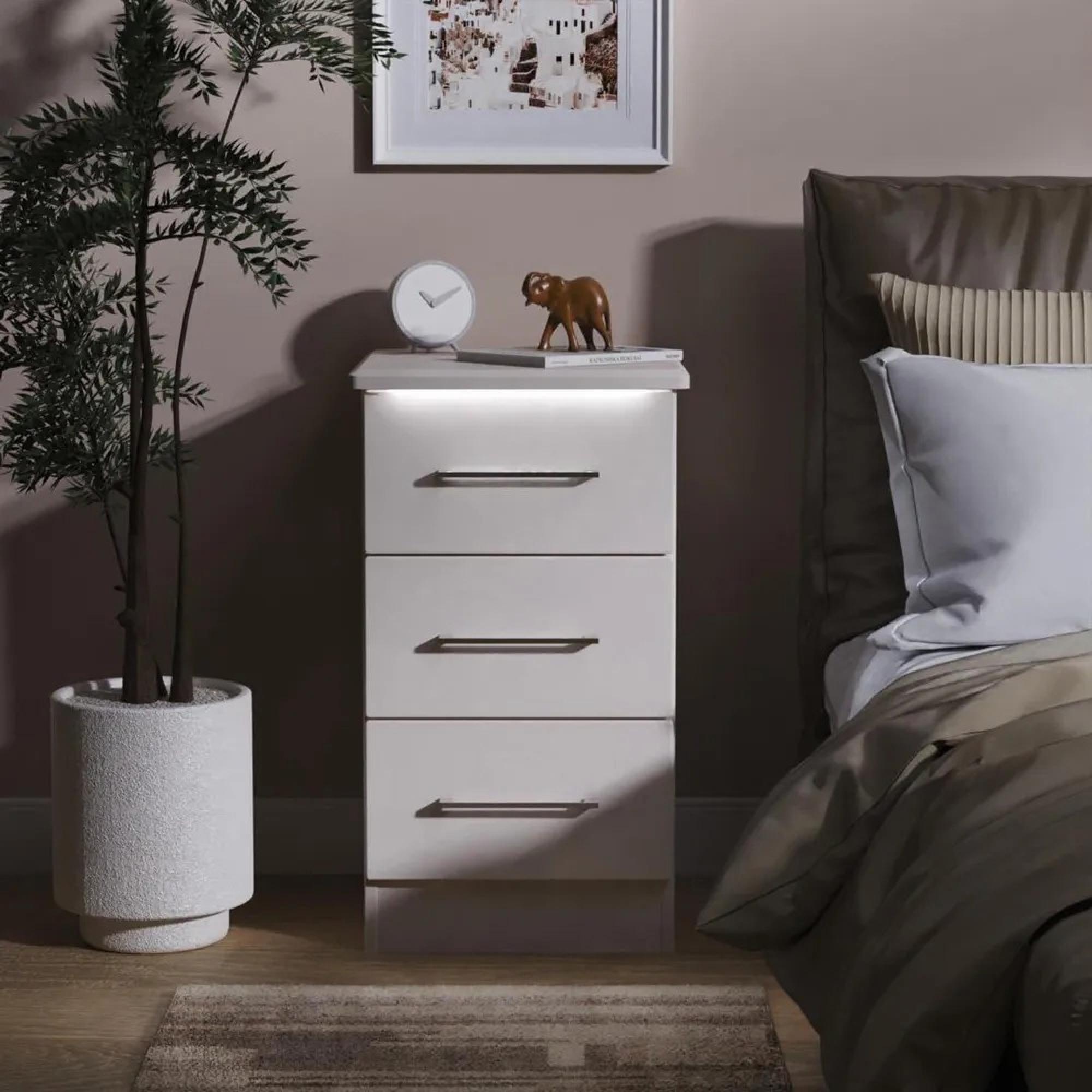 Paris Bedside Cabinet - 3 Drawer - Cashmere