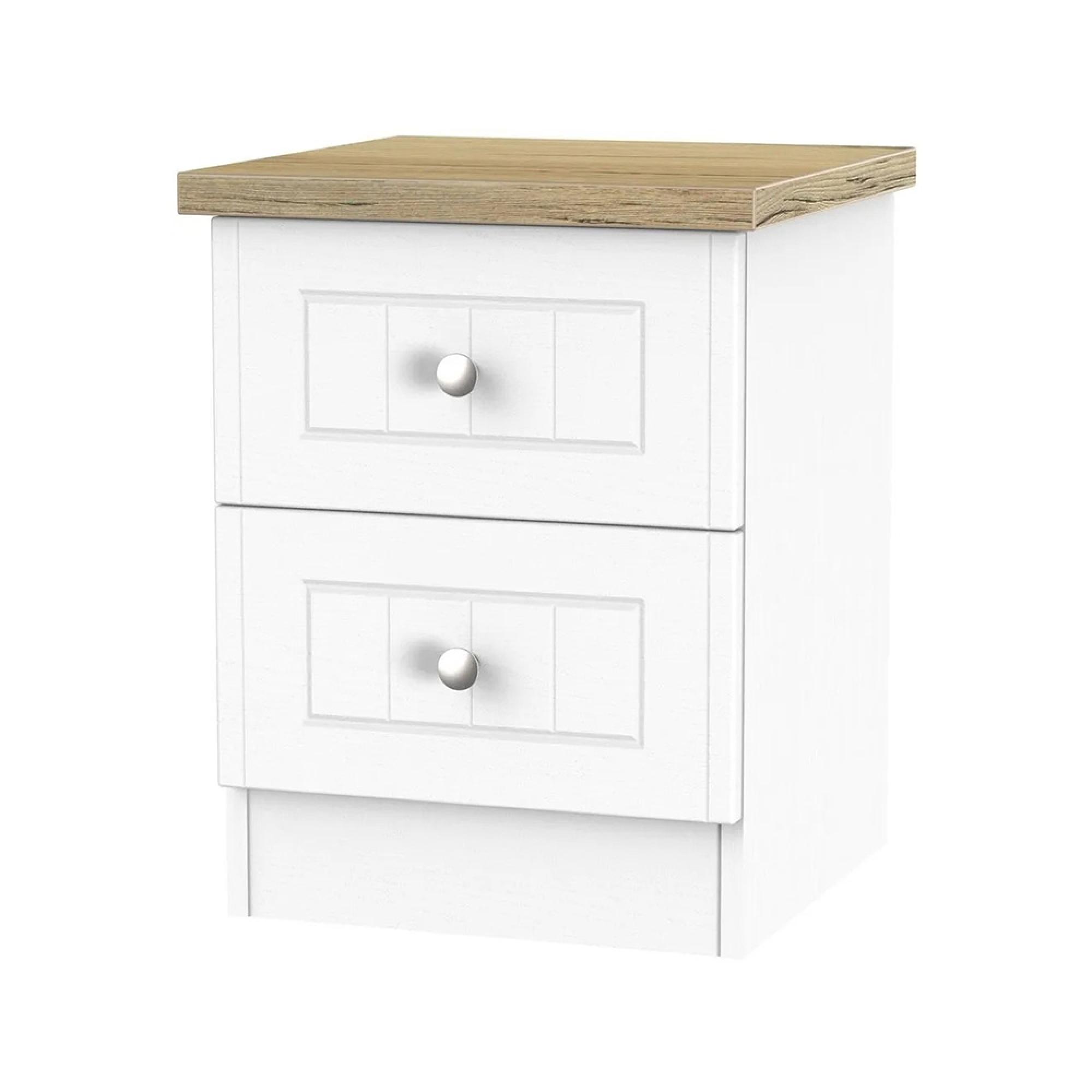 Vienna Bedside Cabinet - 2 Drawer - Porcelain