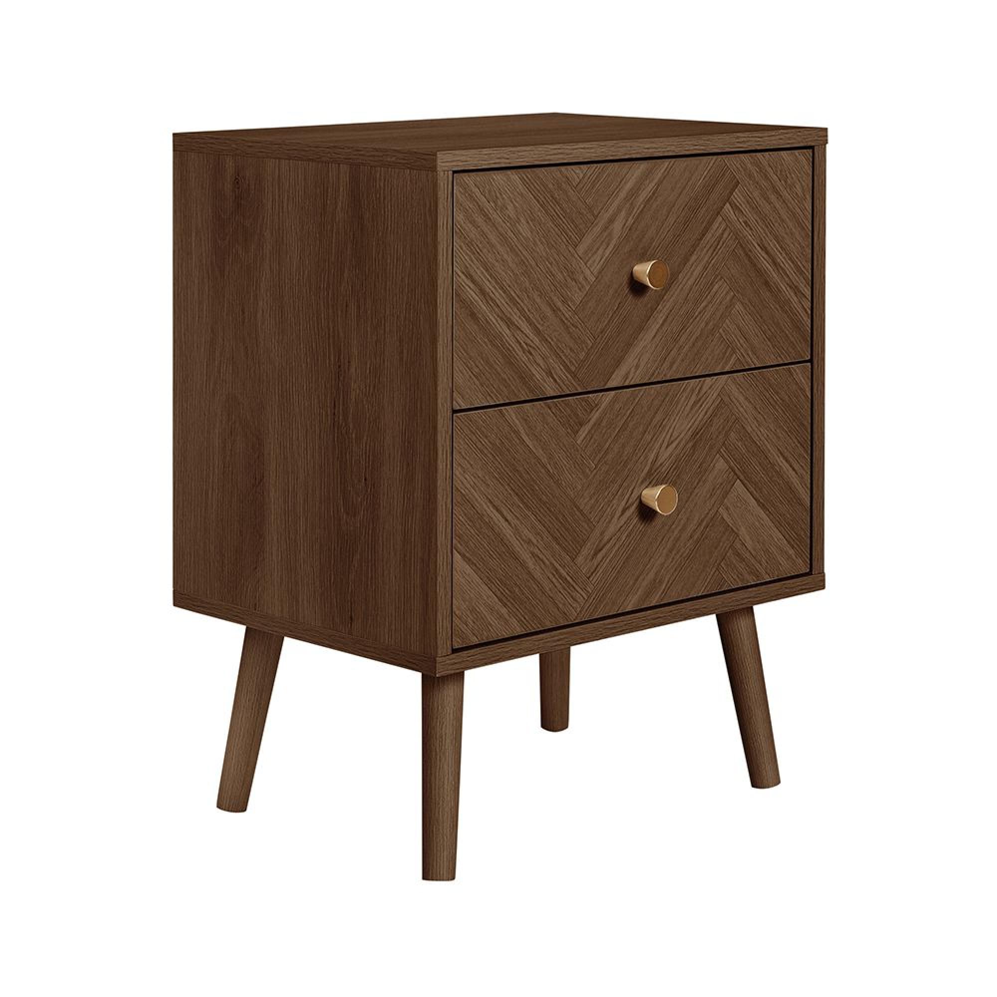 Herringford Bedside Cabinet - 2 Drawer - Walnut