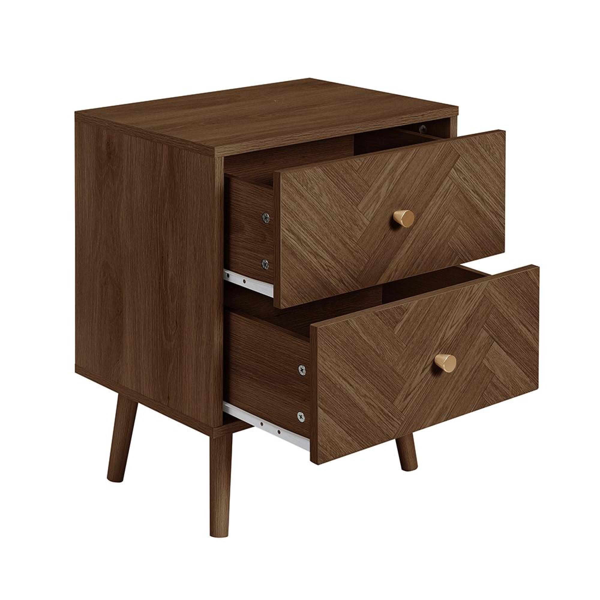 Herringford Bedside Cabinet - 2 Drawer - Walnut
