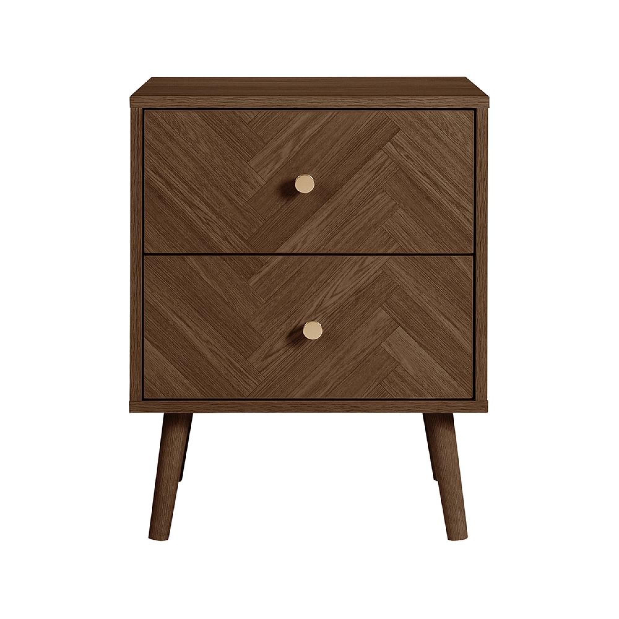 Herringford Bedside Cabinet - 2 Drawer - Walnut