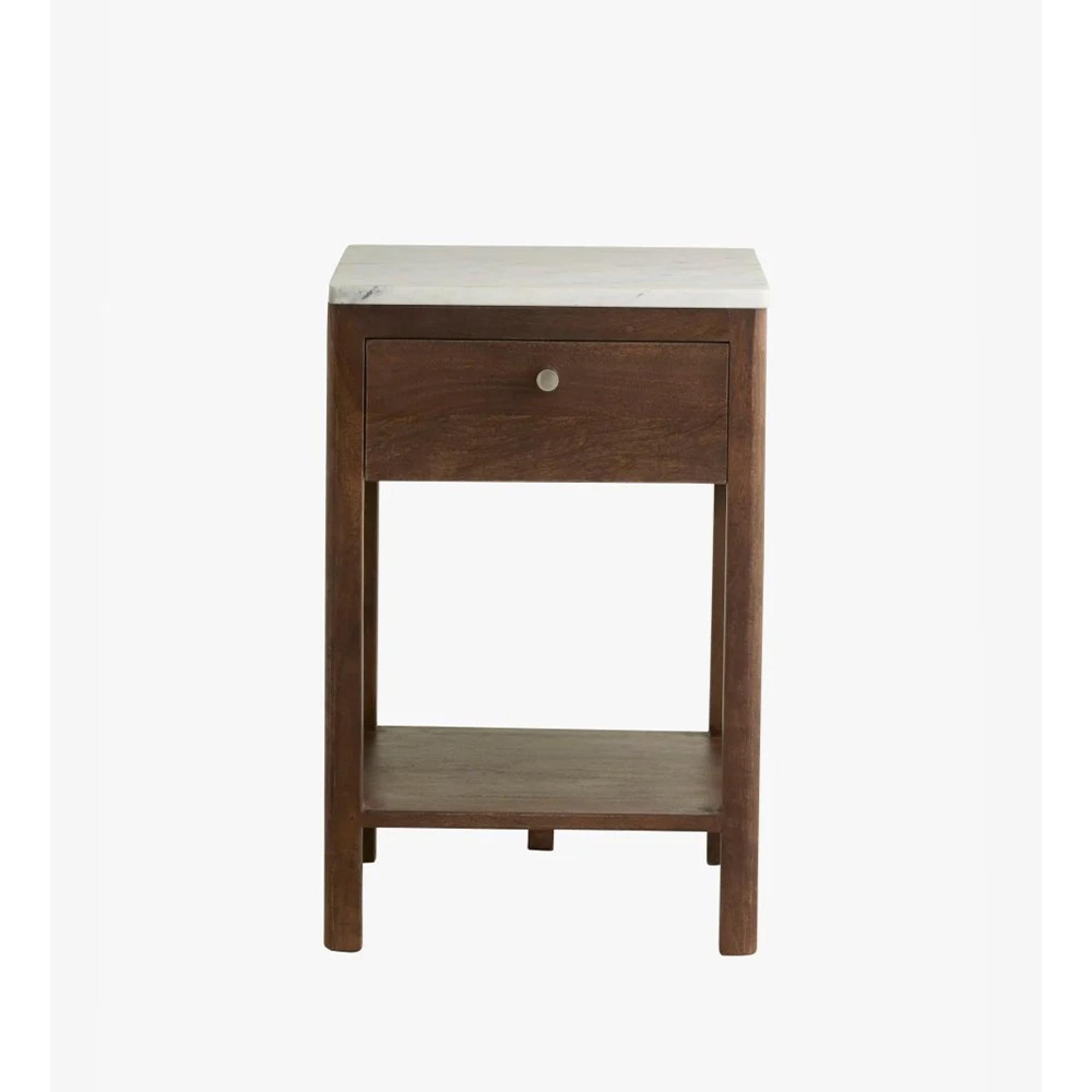 Bille Bedside Table - Mango Wood & Marble Top