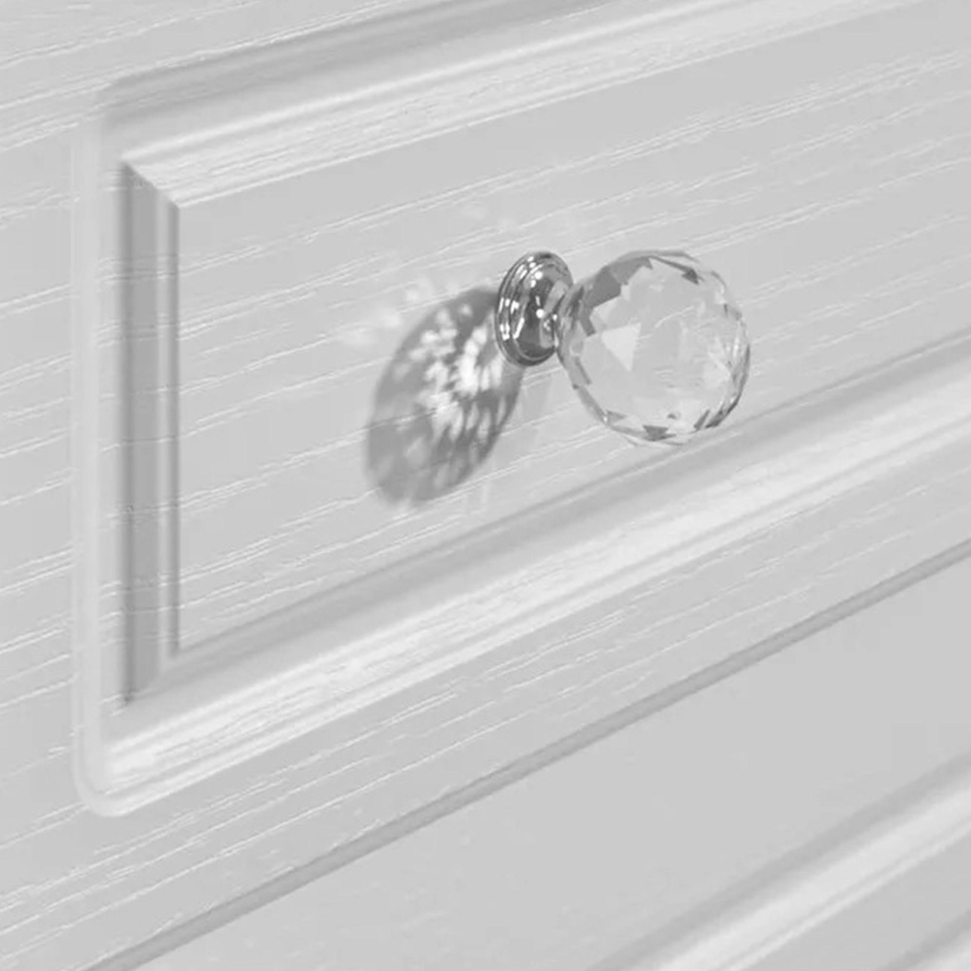 Crystal Bedside Cabinet - 2 Drawer - White
