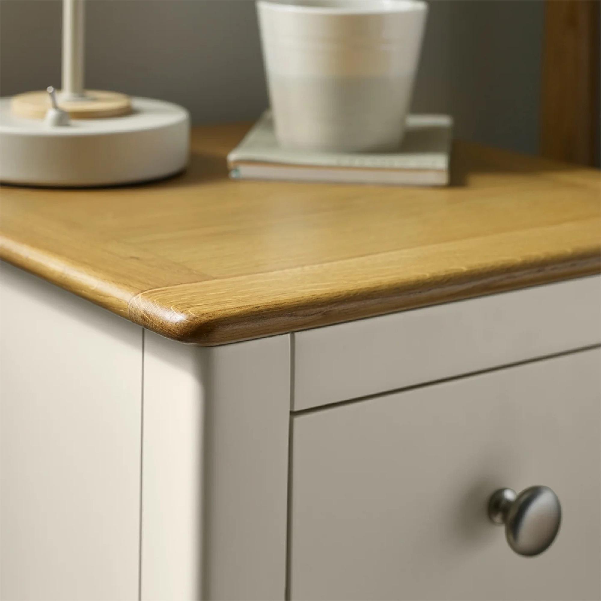 Somerset Compact Bedside Table - 3 Drawer - White and Oak
