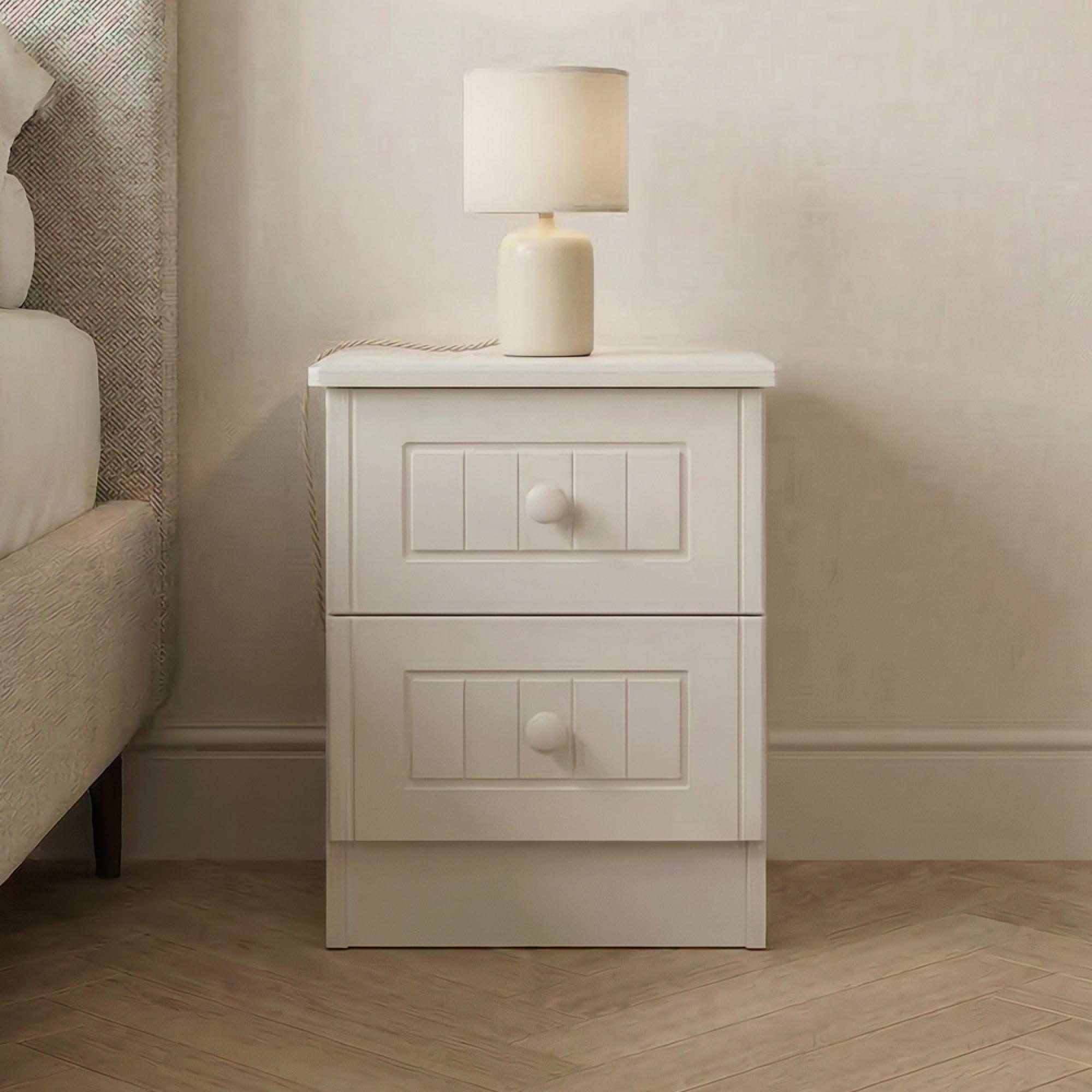 Warwick Bedside Cabinet - 2 Drawer - White