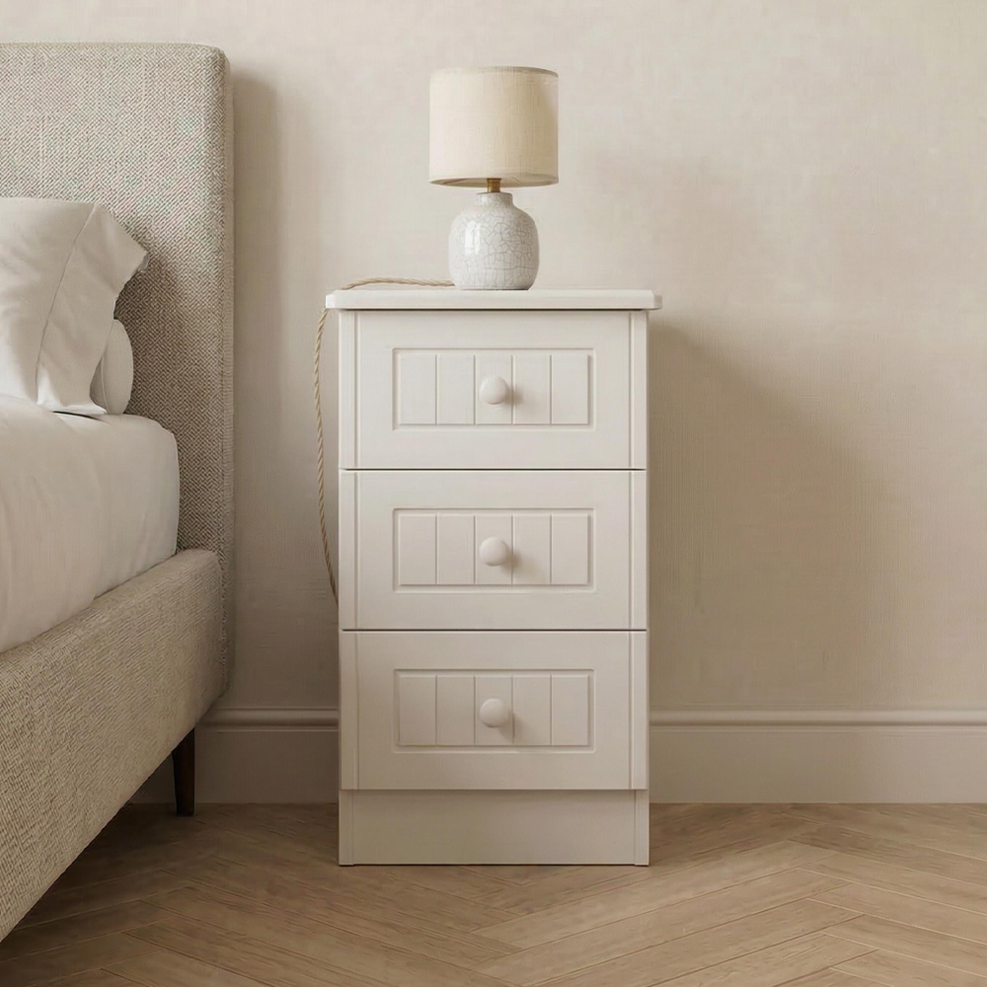Warwick Bedside Cabinet - 3 Drawer - White