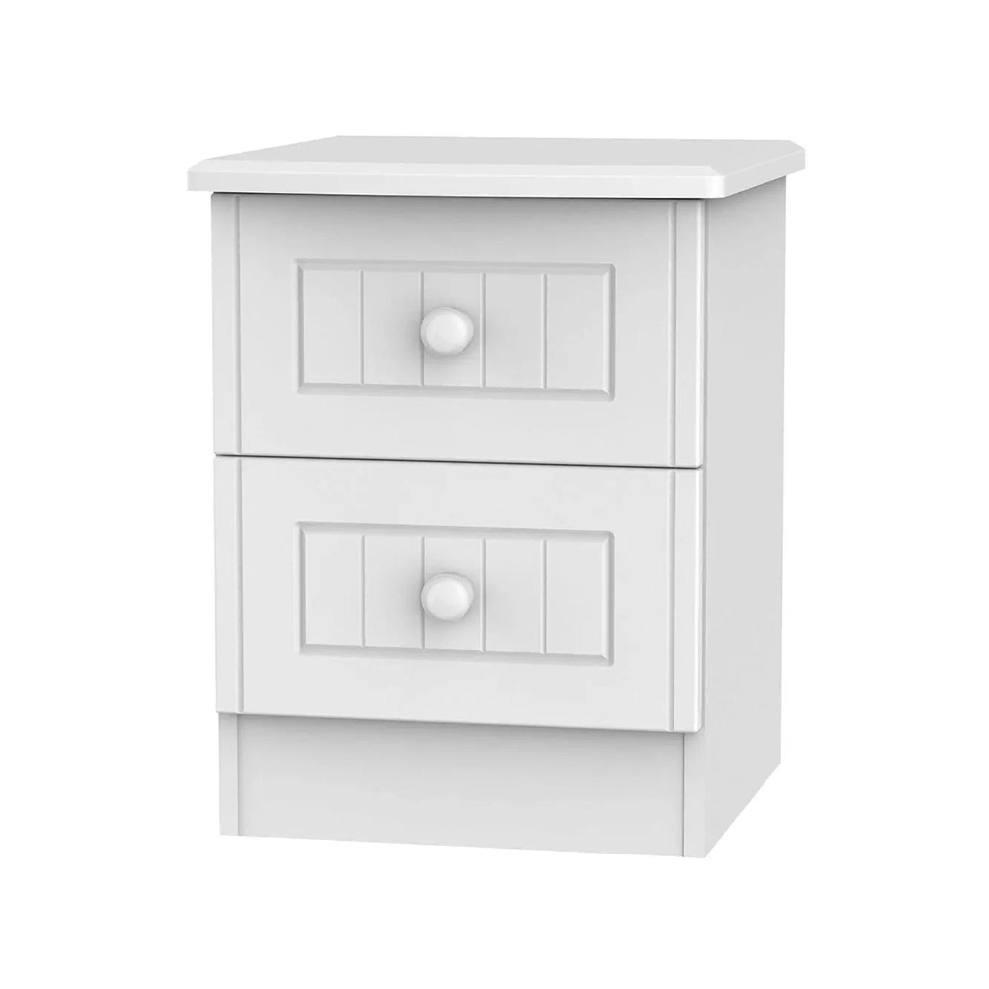 Warwick Bedside Cabinet - 2 Drawer - White