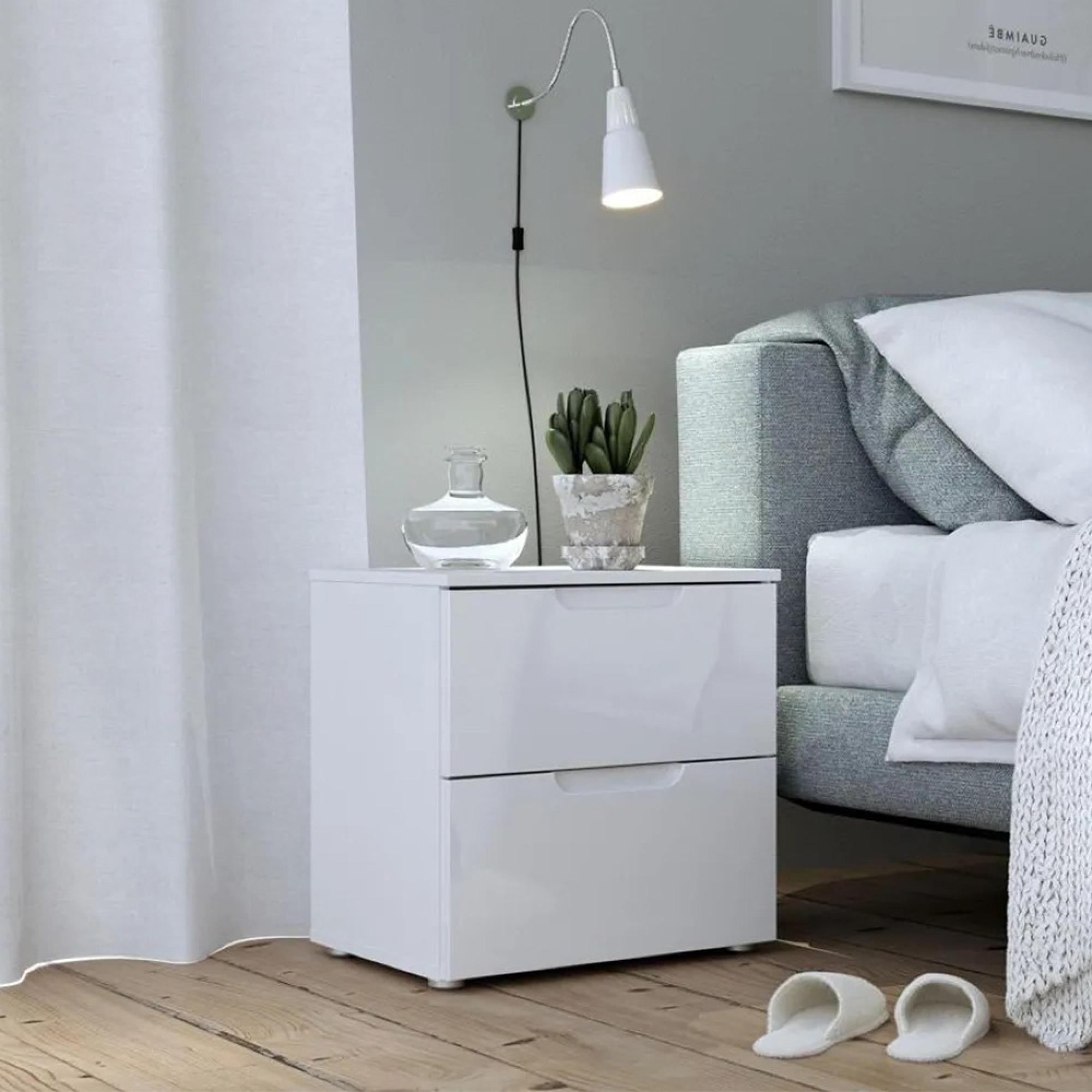 Sienna White Gloss 2 Drawer Bedside Cabinet
