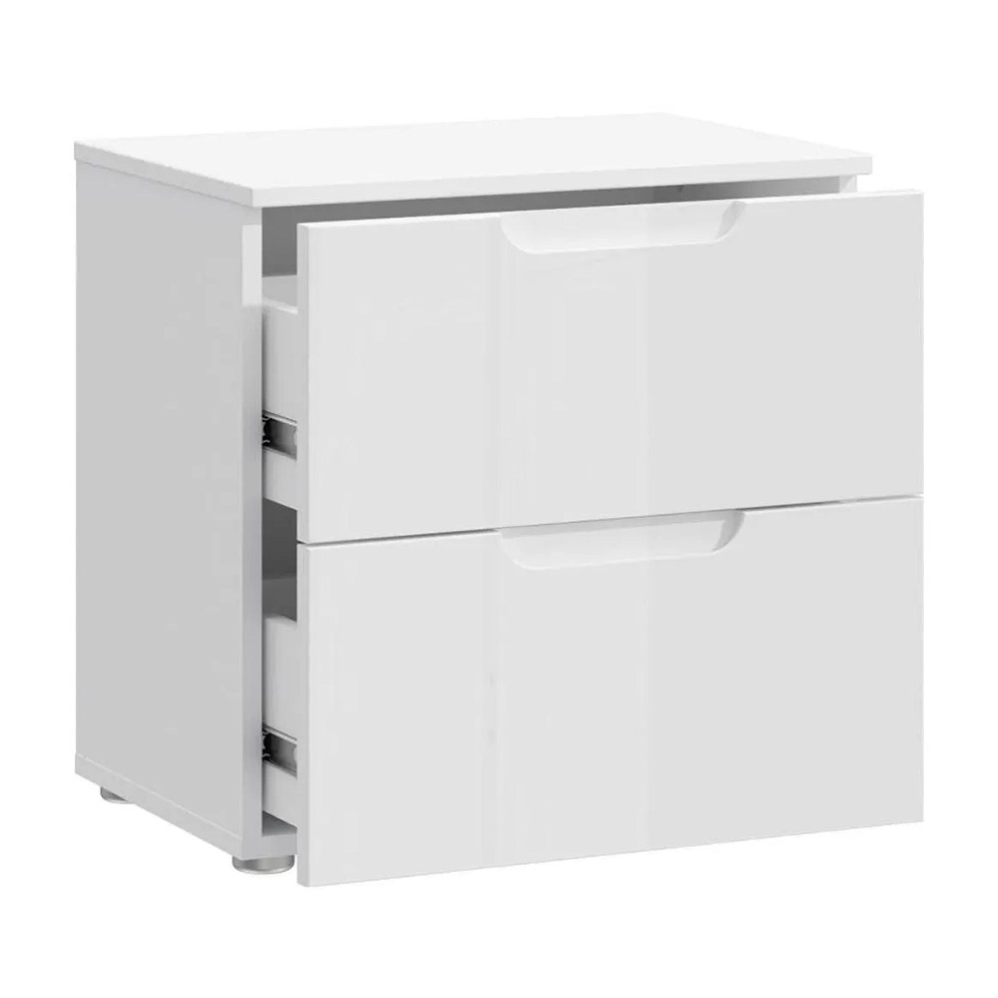 Sienna Bedside Cabinet - 2 Drawer - White Gloss
