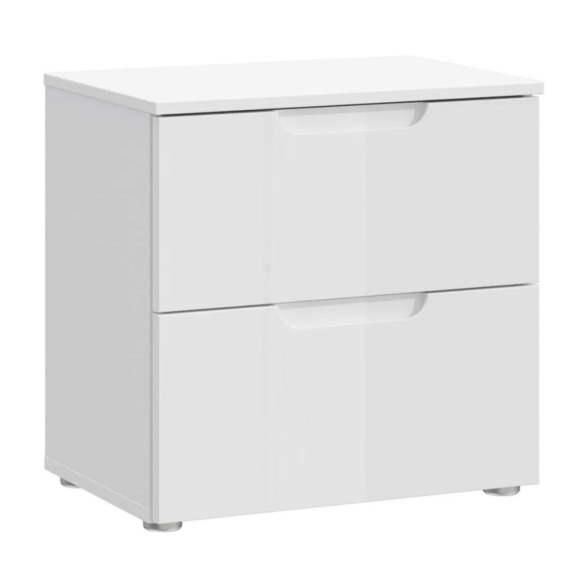 Sienna Bedside Cabinet - 2 Drawer - White Gloss